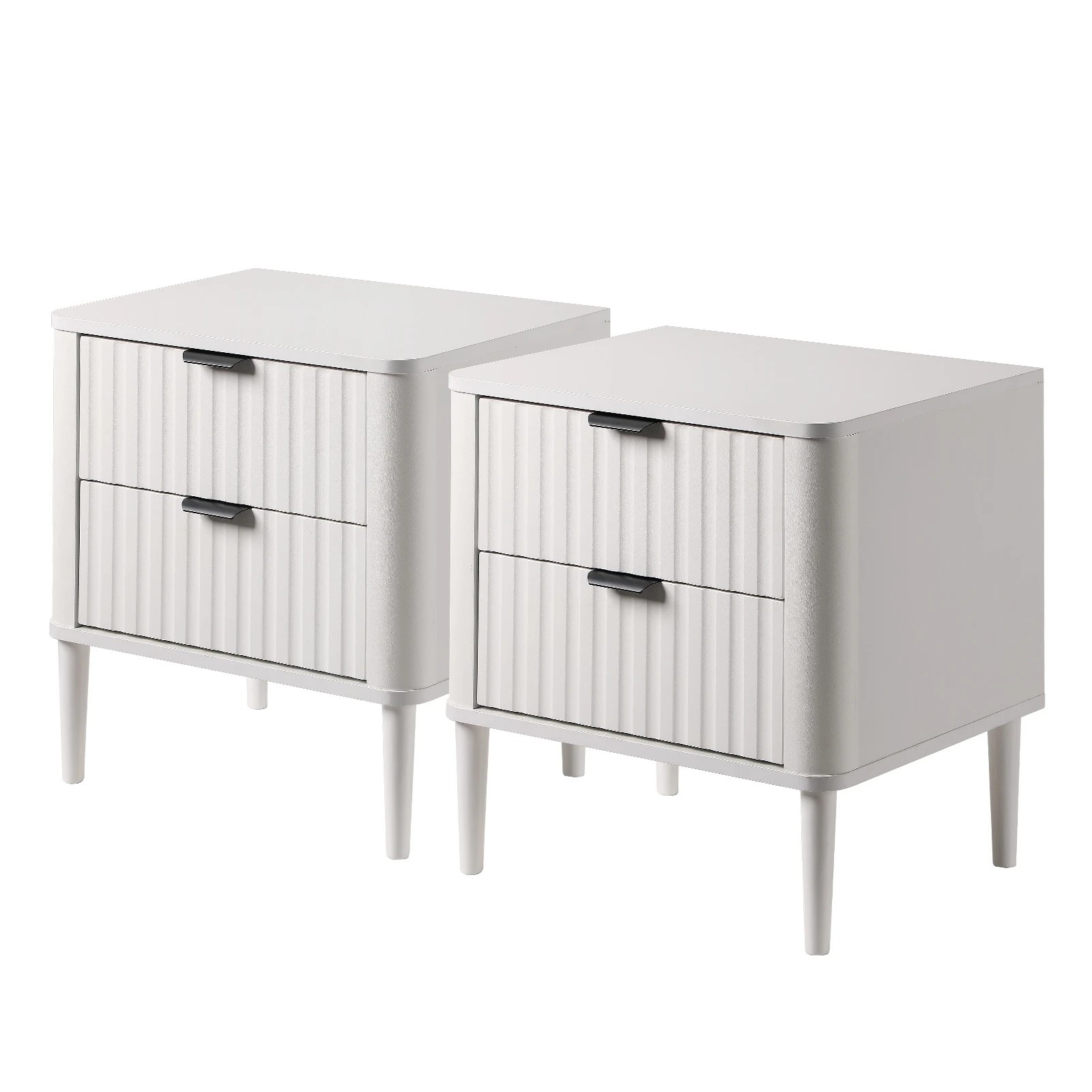1 Oikiture 2x Bedside Table Nightstand Side Tables Storage 2 Drawers Cabinet - White, 1 of 9