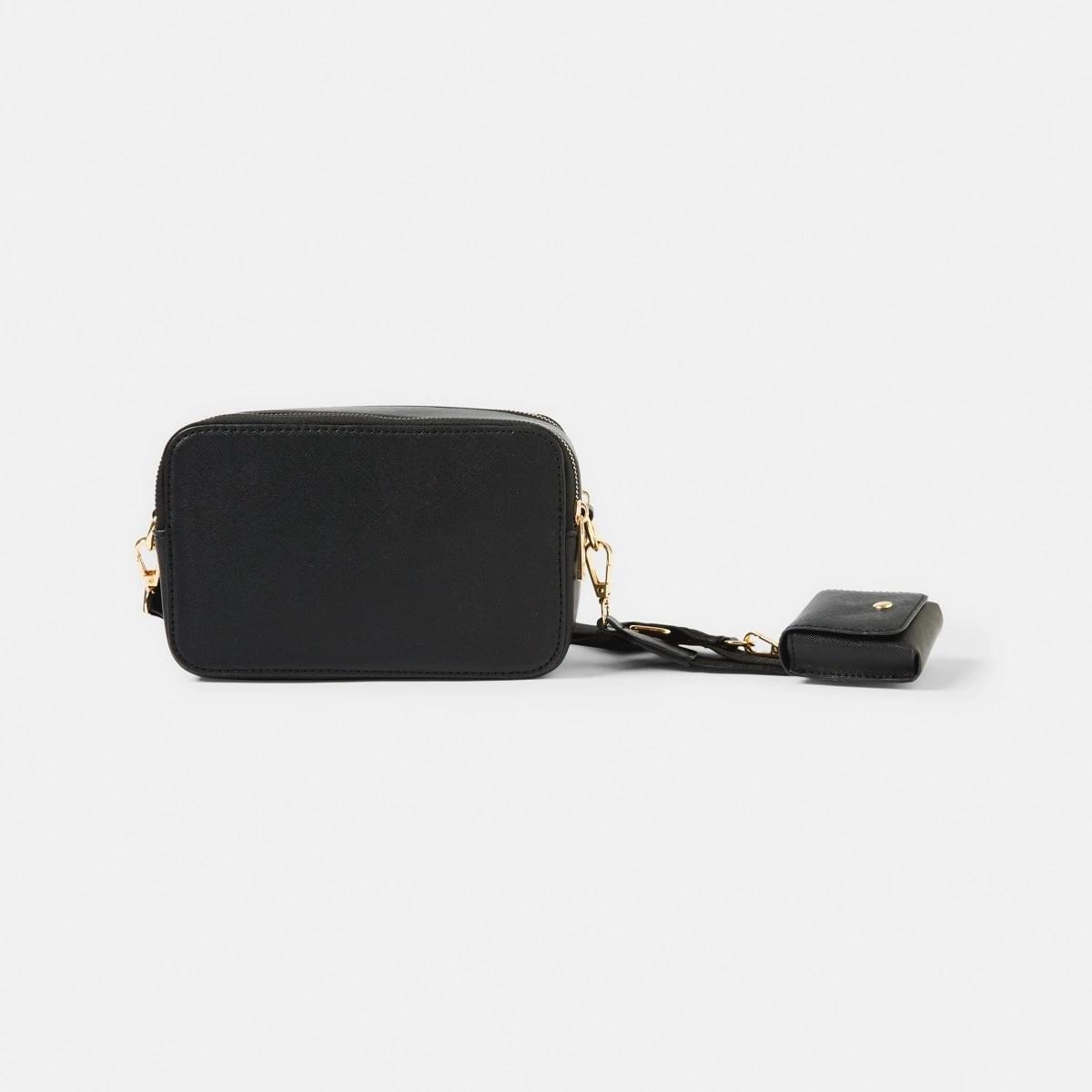 1 Double Zip Crossbody Bag BLACK, 1 of 7