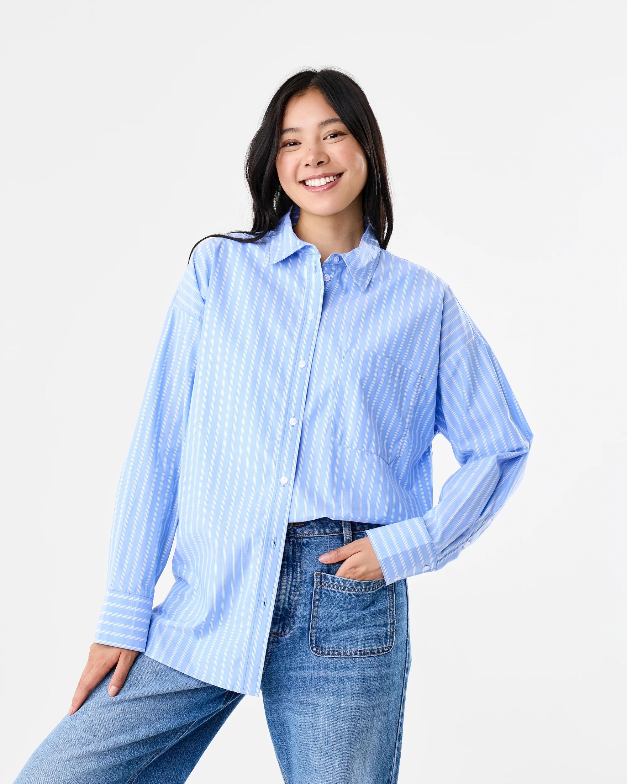 2 Long Sleeve Oversized Stripe Shirt Tina Strp, 2 of 8