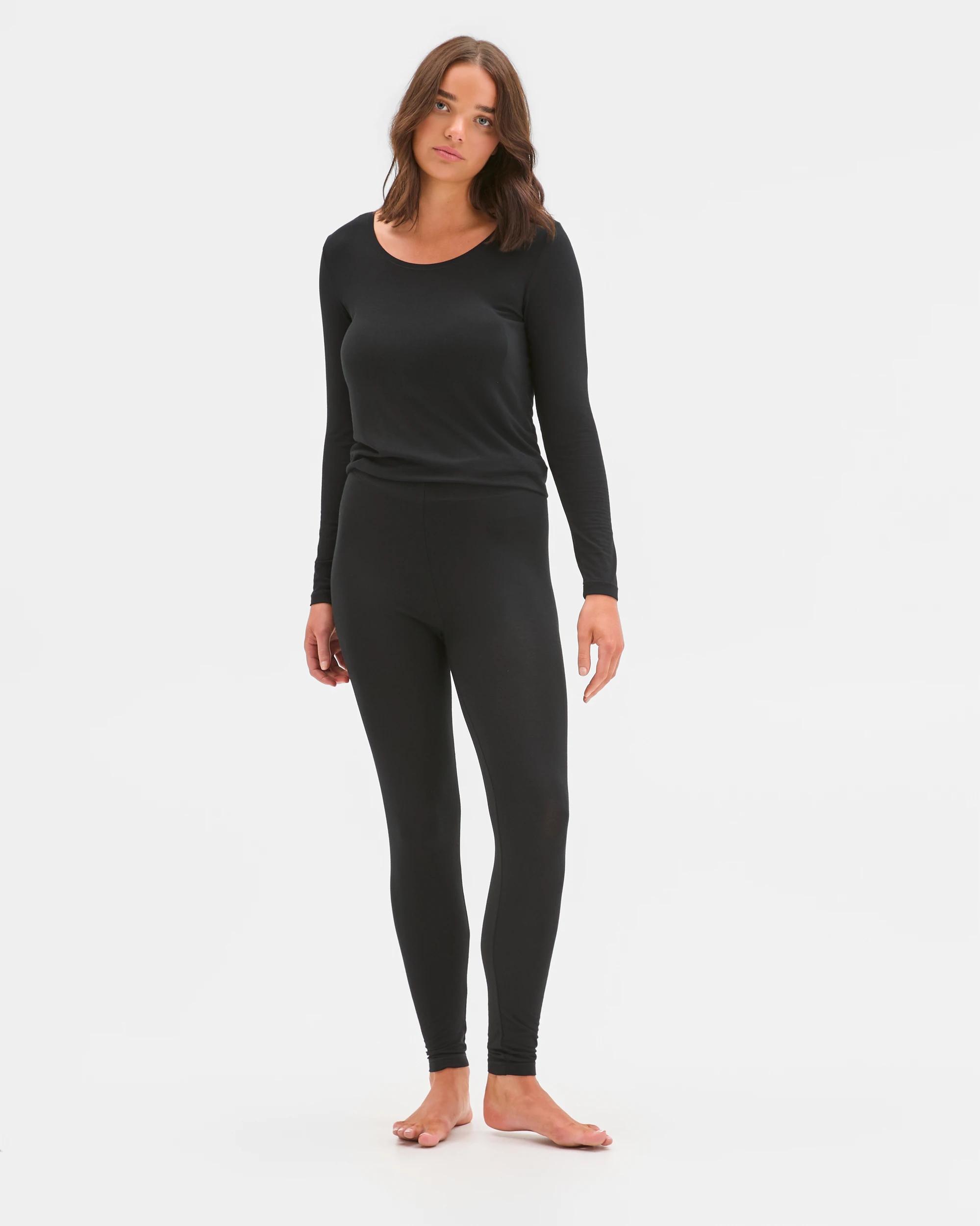 1 Target Woman Bamboo Full Length Thermal Leggings BLACK, 1 of 5
