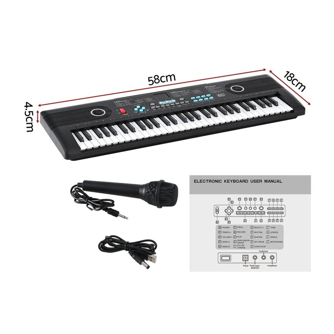 2 Alpha 61-Key Digital Piano Keyboard Electric Beginners Gift - Black, 2 of 7