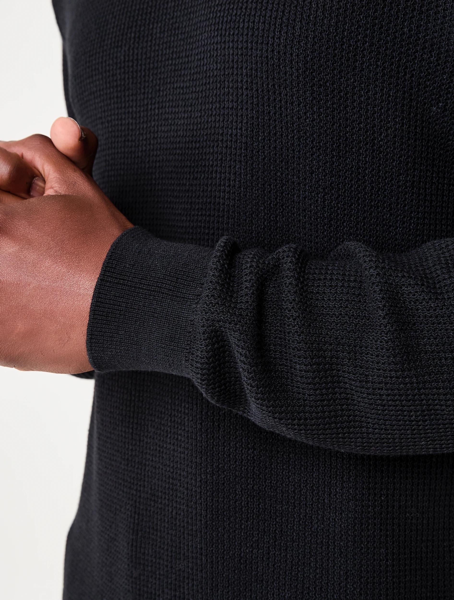 7 Lightweight Crew Neck Knit Jumper Black, 7 of 7