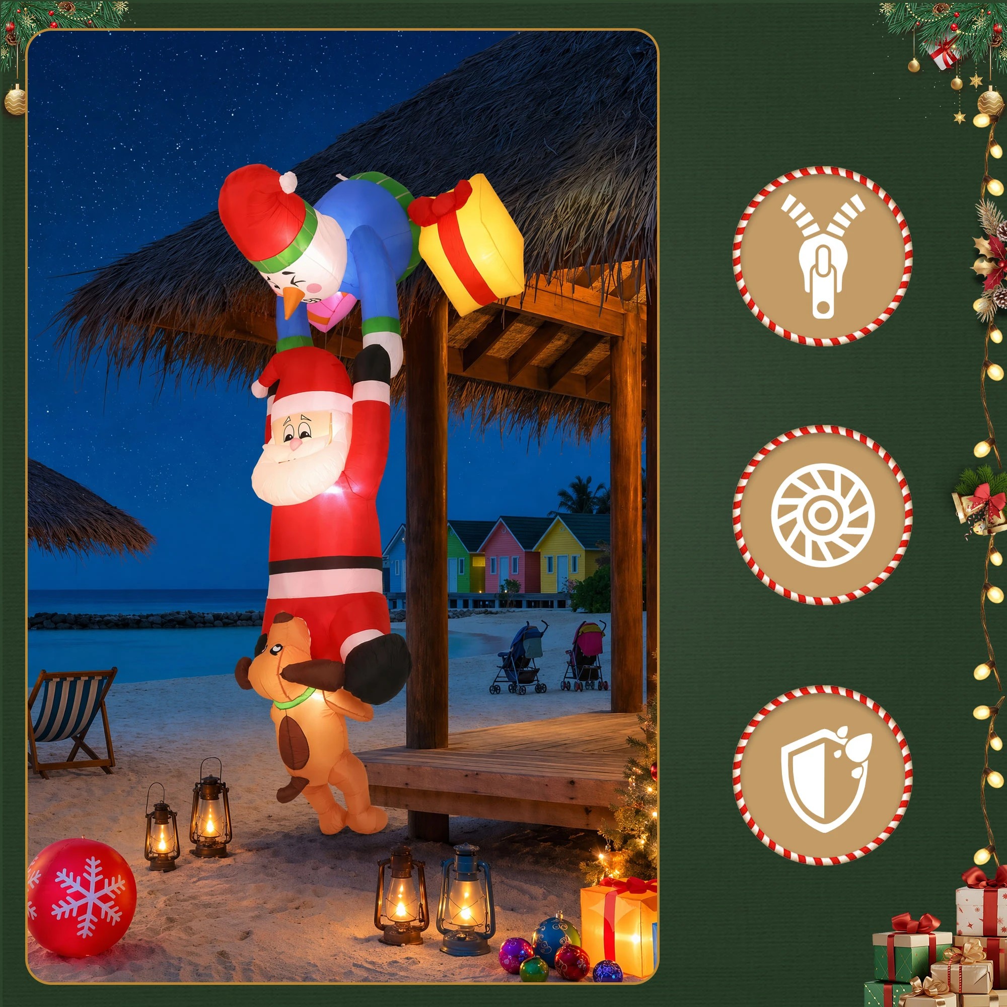 7 Jingle Jollys Christmas Inflatable Climbing Santa 3.5M Height LED Decorations Illuminated - Multi, 7 of 9