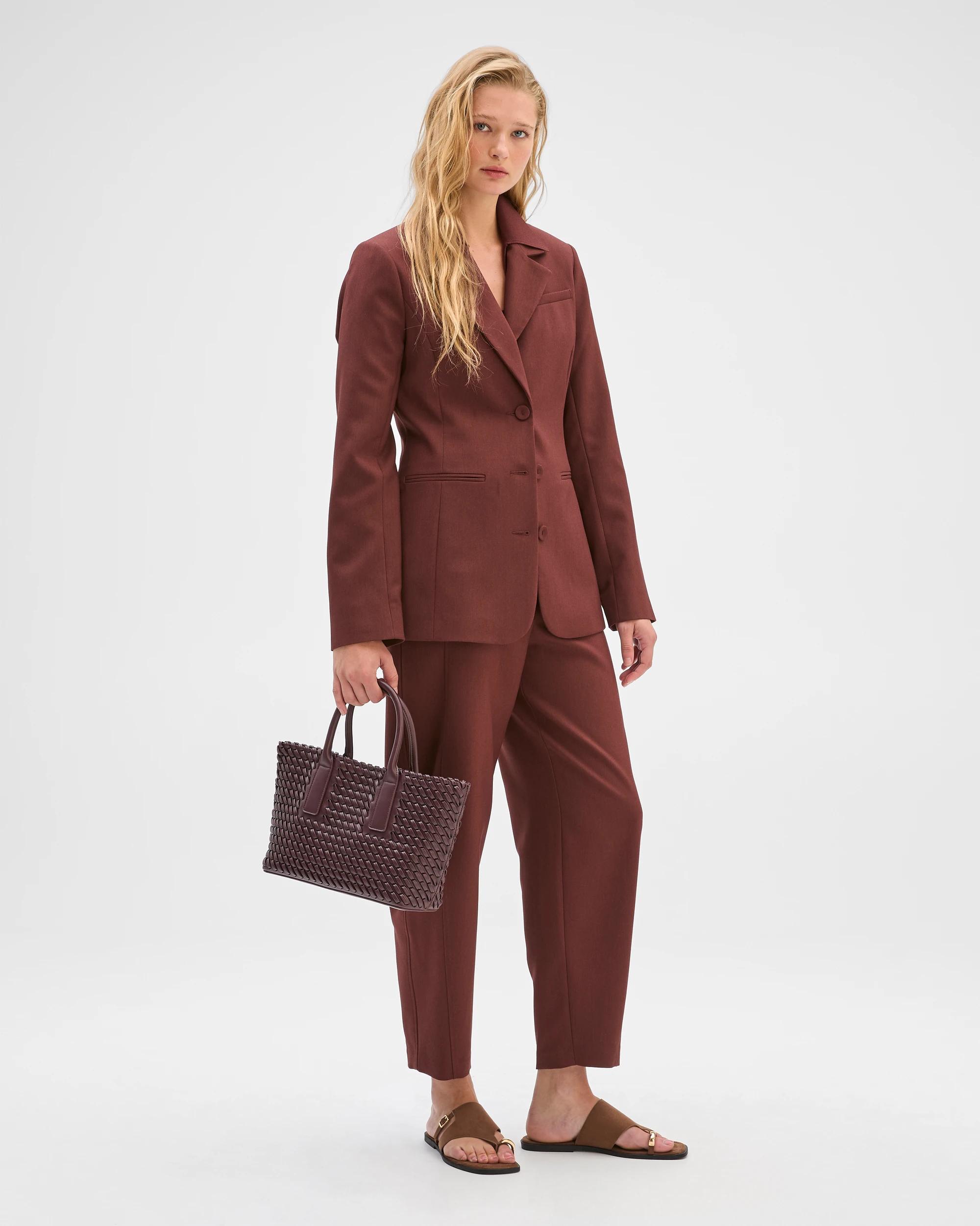 1 Preview Tailored Barrel Leg Pants RUM RAISIN, 1 of 10