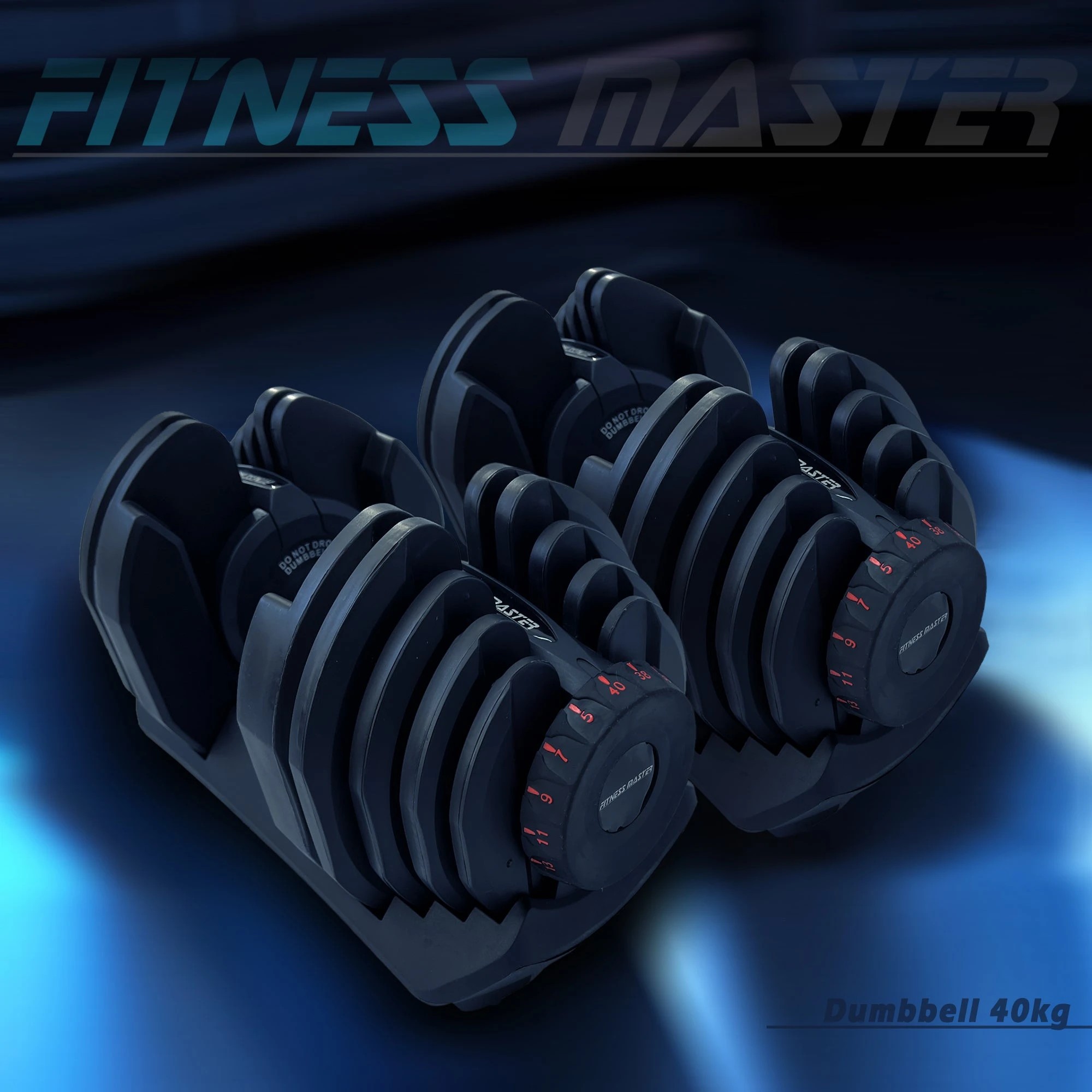 2 Fitness Master 80kg Adjustable Dumbbell Set Home Gym Exercise Equipment Weight 17 Weights 2x 40kg, 2 of 9
