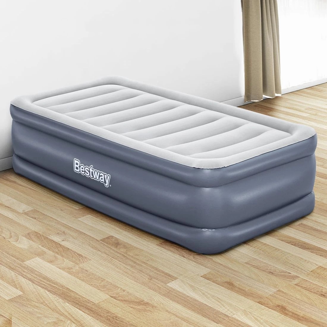 3 Bestway Air Mattress Single 51cm Inflatable Bed Airbed Comfortable Support Guest Bed Fast Inflate Portable - Grey, 3 of 5