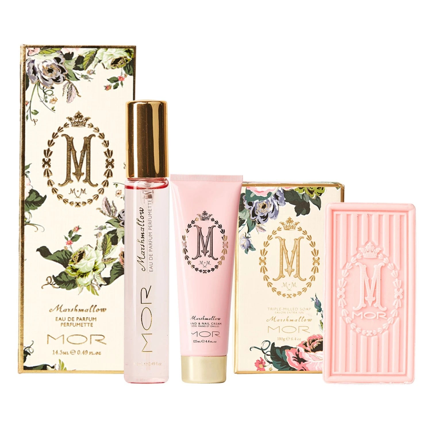 1 MOR Marshmallow Hand Cream, Triple-Milled Soap and Perfumette Gift Set - Pink, 1 of 3