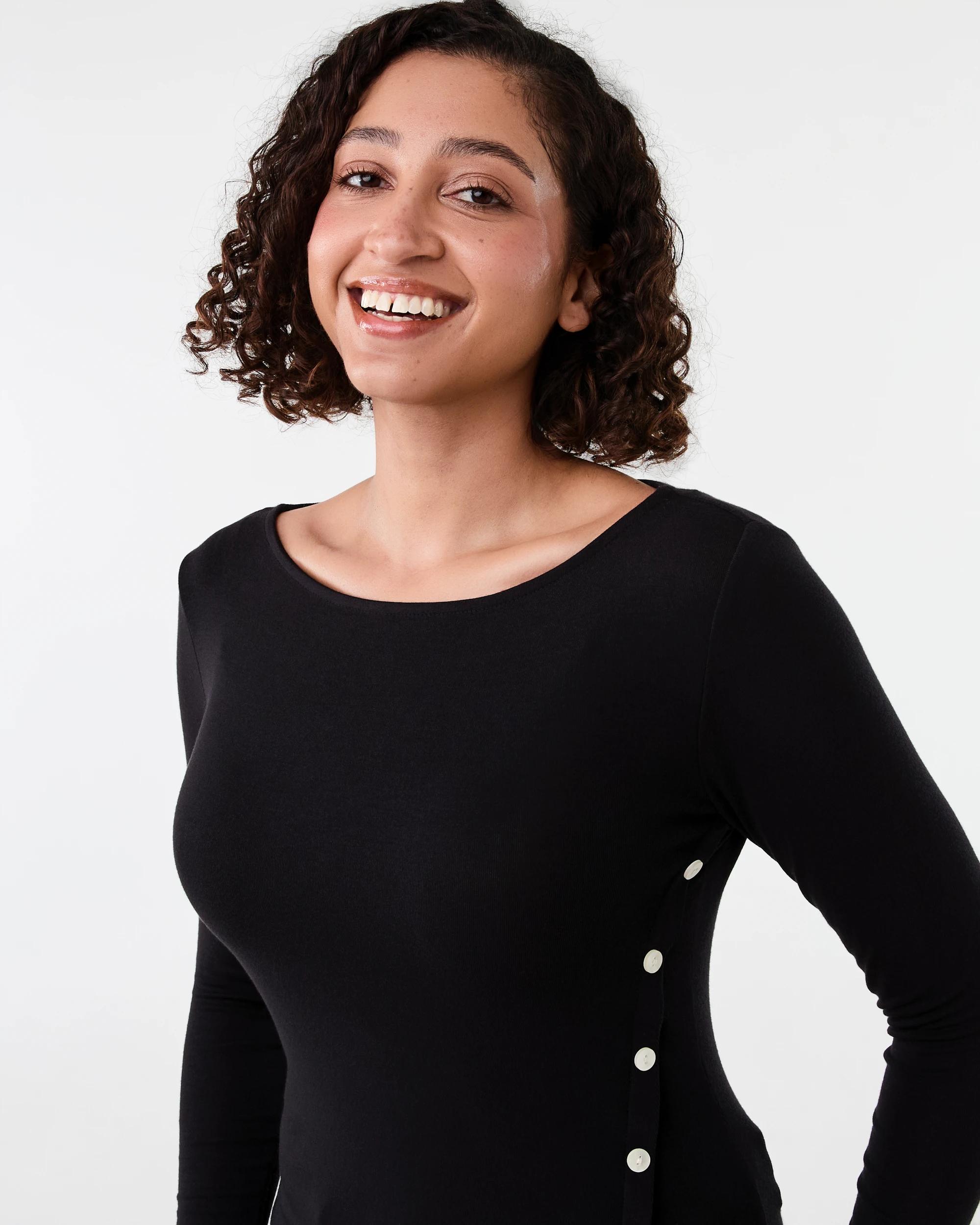 4 Long Sleeve Asymmetric Top Black, 4 of 6