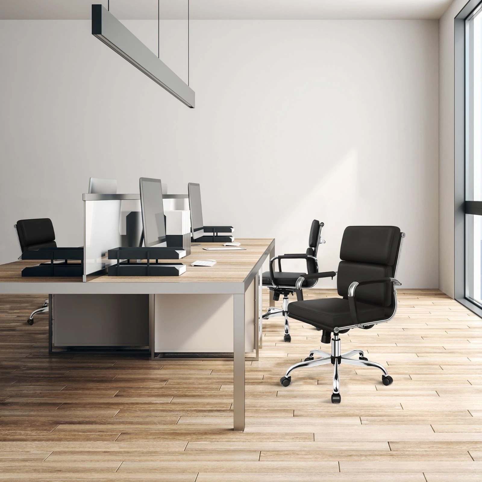 4 Alfordson Office Chair Ergonomic Paddings Executive Computer Work Seat Mid Back - Black, 4 of 10