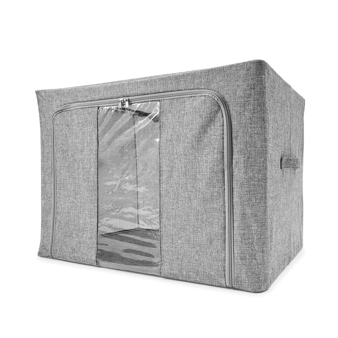 3 Linen Look Collapsible Box with Window - Extra Large, Charcoal, 3 of 10