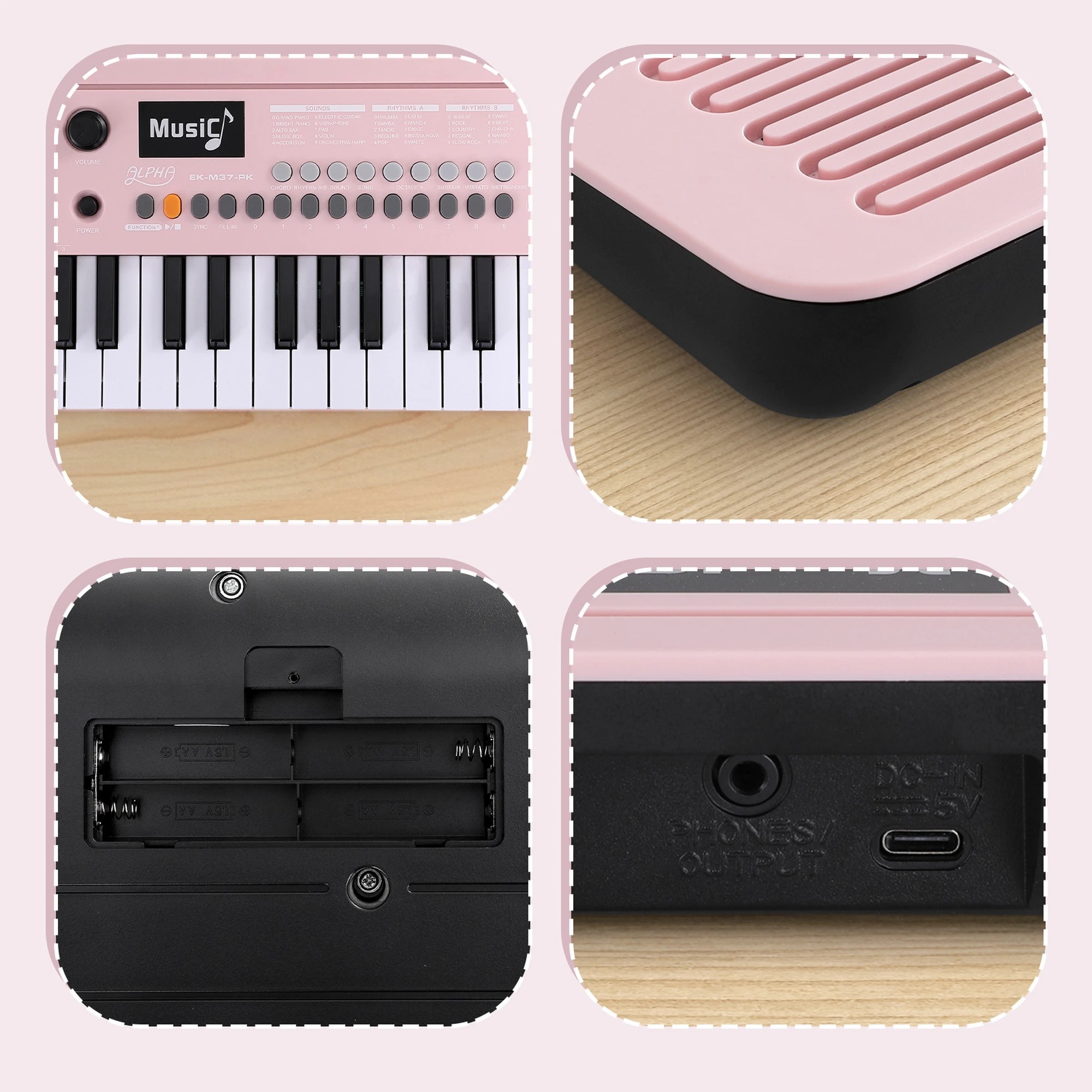 6 Alpha 37-Key Digital Piano Keyboard for Kids Beginners Electronic Keyboard Piano Gift - Pink, 6 of 7