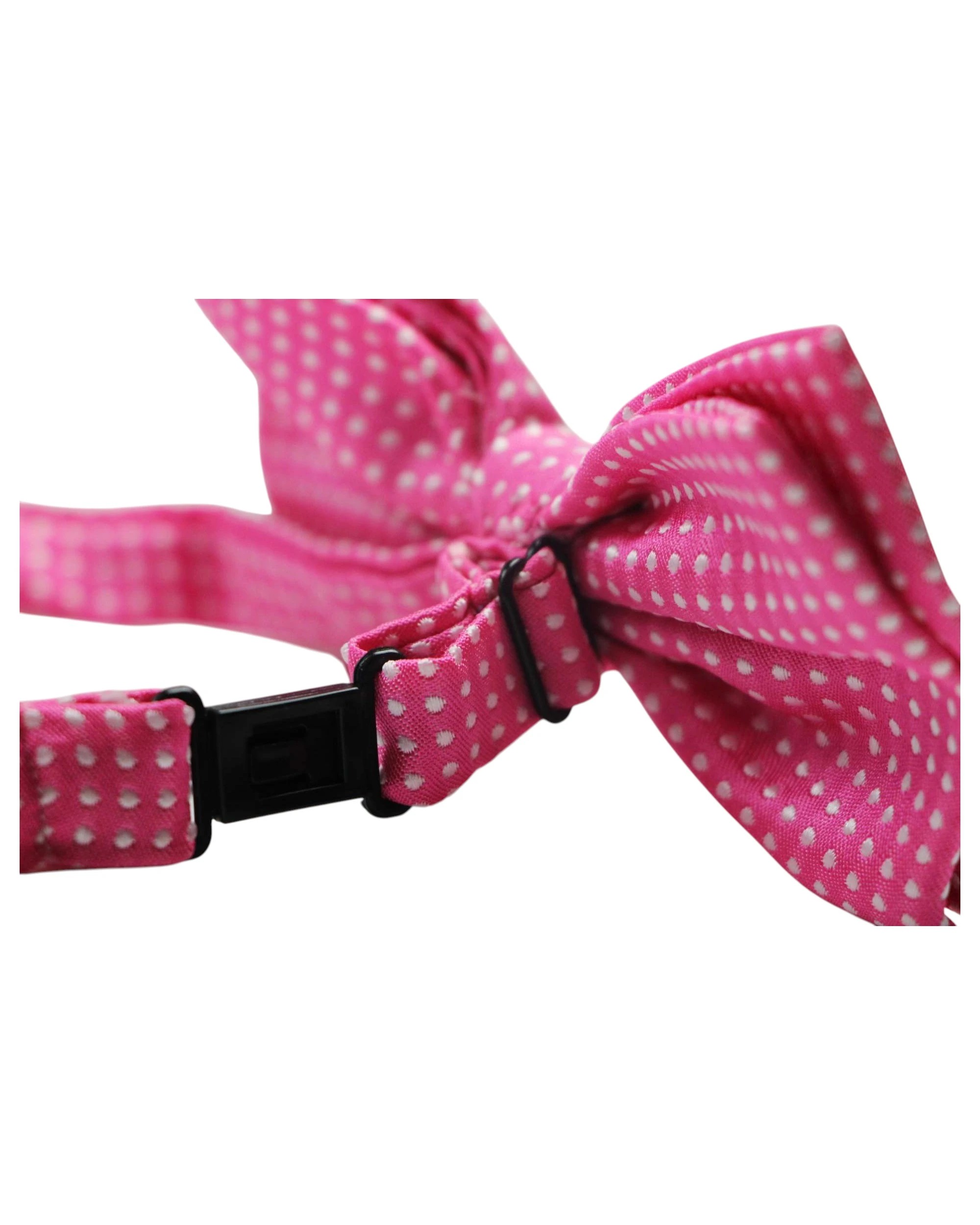 2 Zasel Mens Pink Plain Coloured Bow Tie With White Polka Dots, 2 of 3