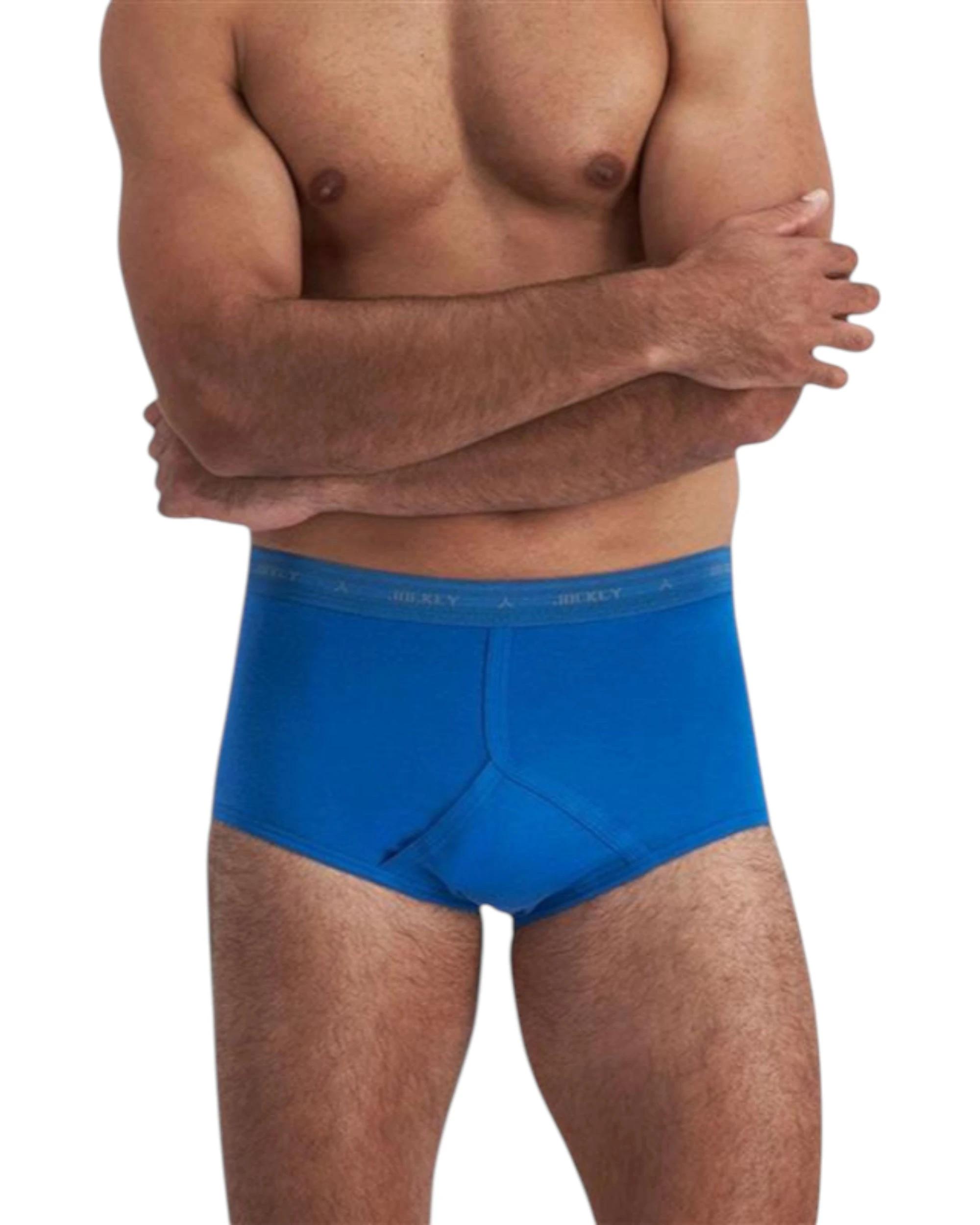 1 Jockey 4 Pack Mens Hipster Y-Front Brief Underwear BLUE, 1 of 4