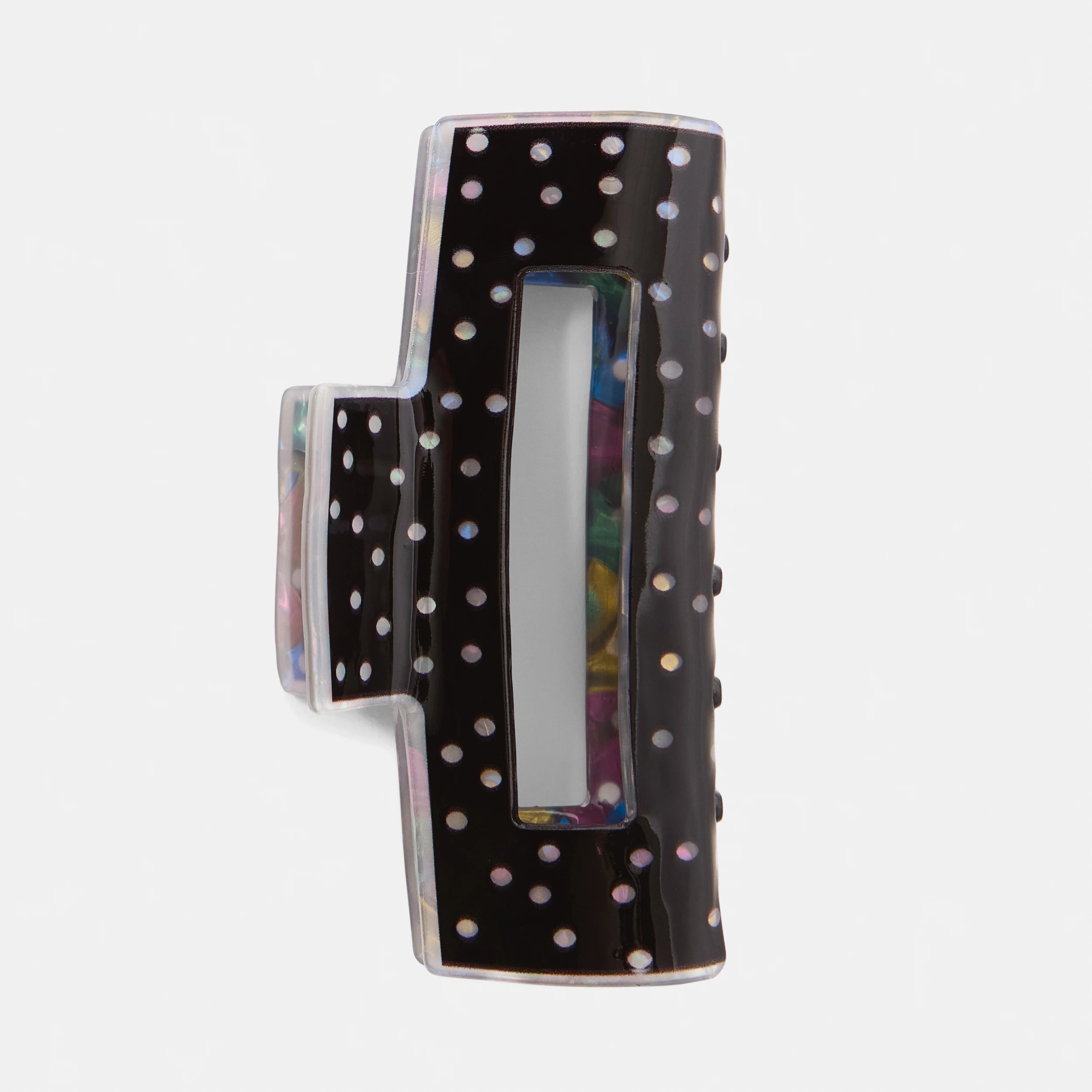 1 Black Rectangle Polka Claw Hair Clip, 1 of 4