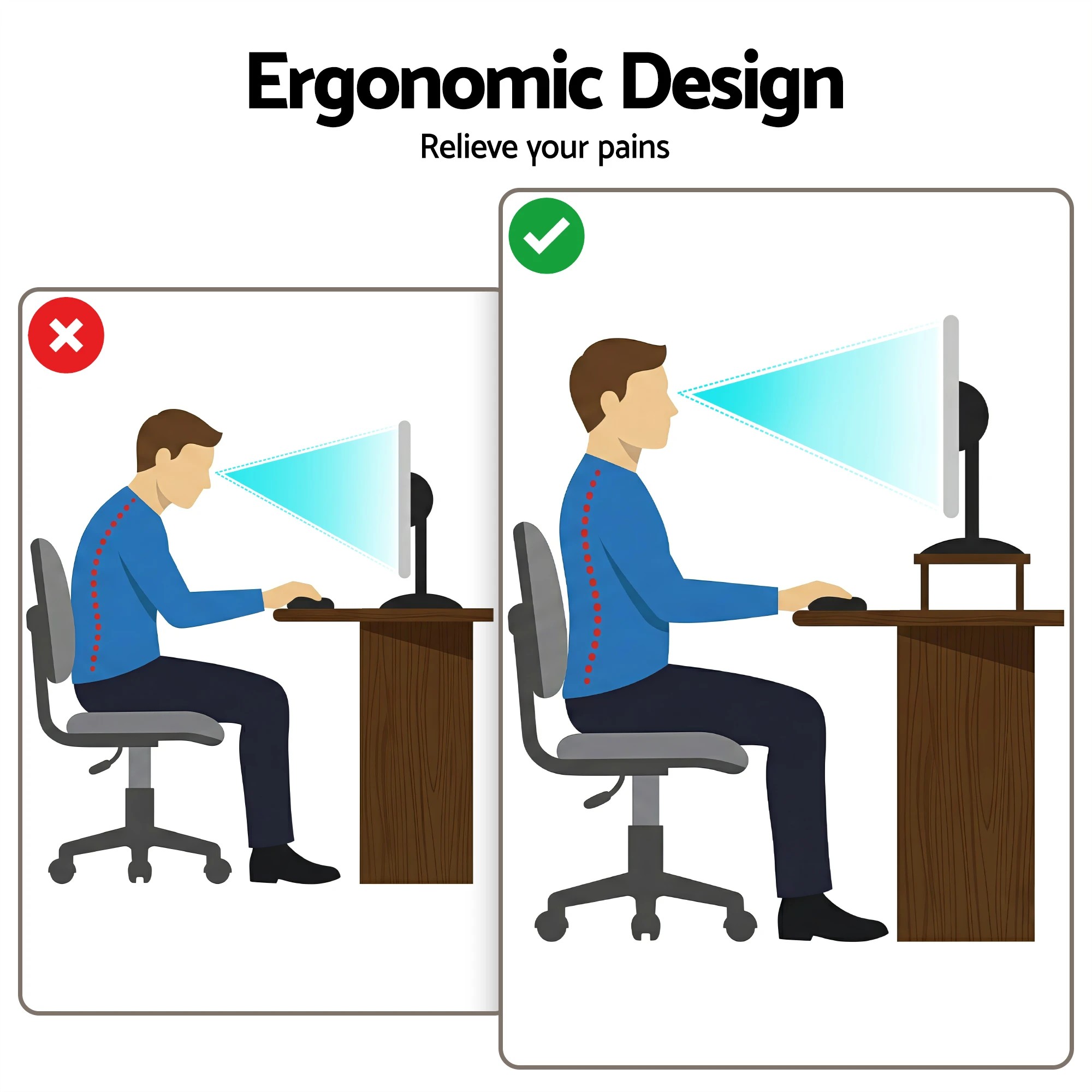 7 Artiss Monitor Stand Adjustable Riser For Computer Monitor And Laptop 3 Height Desk Organizer - Black, 7 of 8