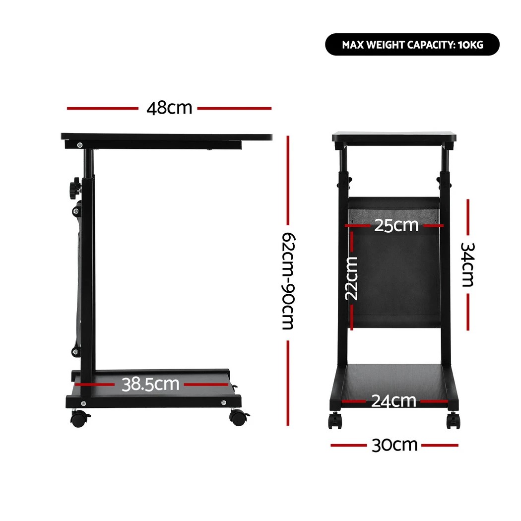2 Artiss Laptop Desk Height Adjustable Mobile Workstation Computer Desks 48CM - Black, 2 of 7