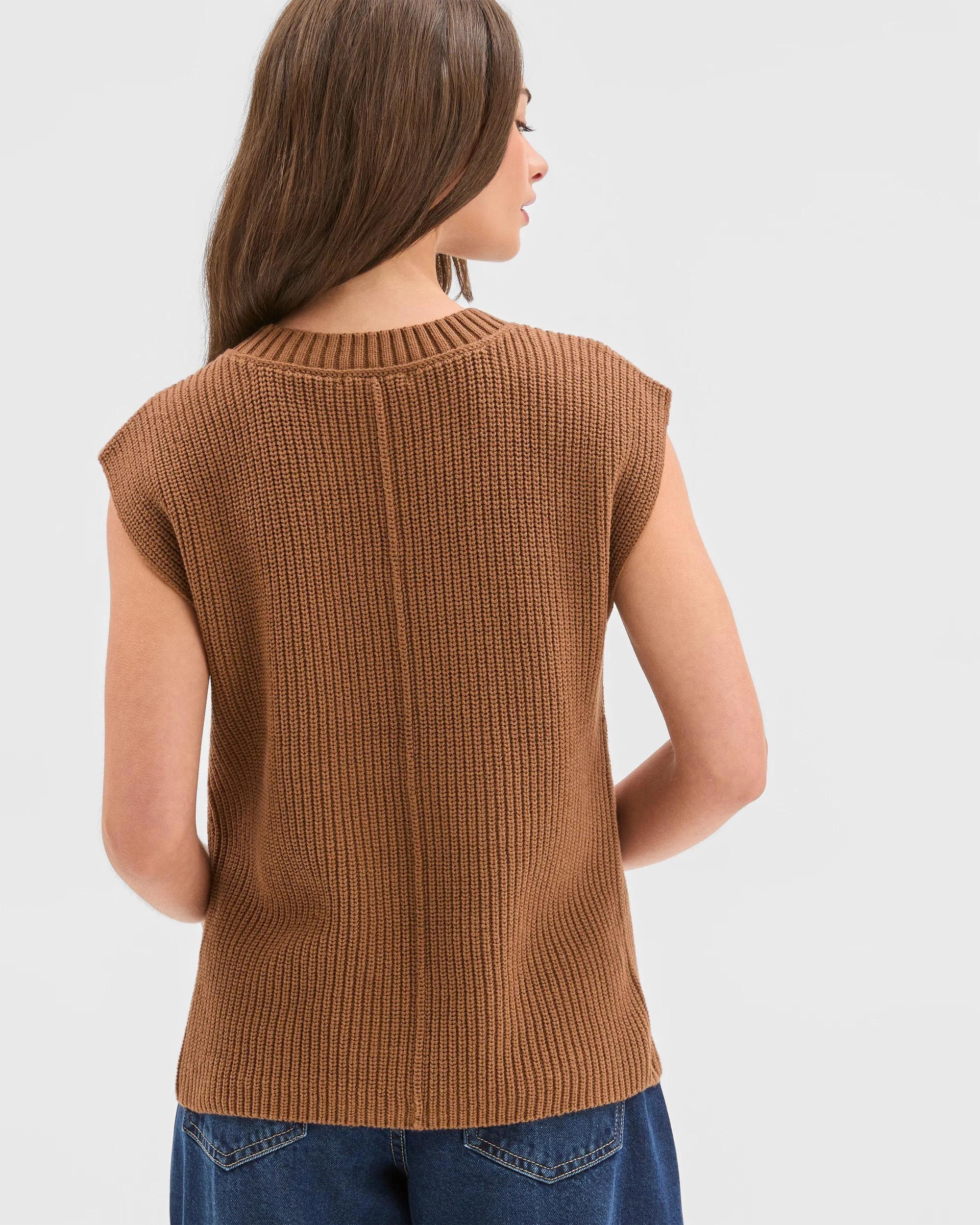 6 Target Petites Petites Australian Cotton Blend Sleeveless Split Hem Vest PARTRIDGE, 6 of 6