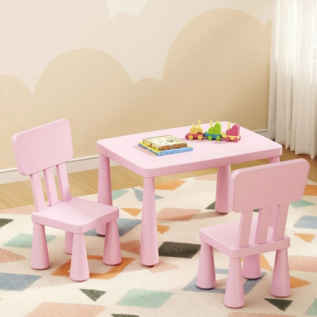 3 1 Keezi Kids Table and 2 Chairs Set - Pink, 3 of 5