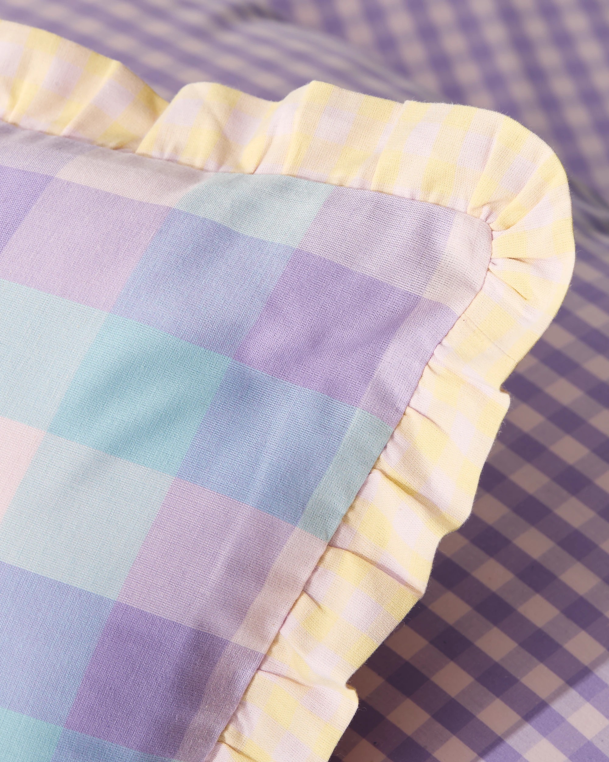 8 Target Grayson Gingham Cotton Ruffle Quilt Cover Set - Single Bed - Purple, 8 of 10