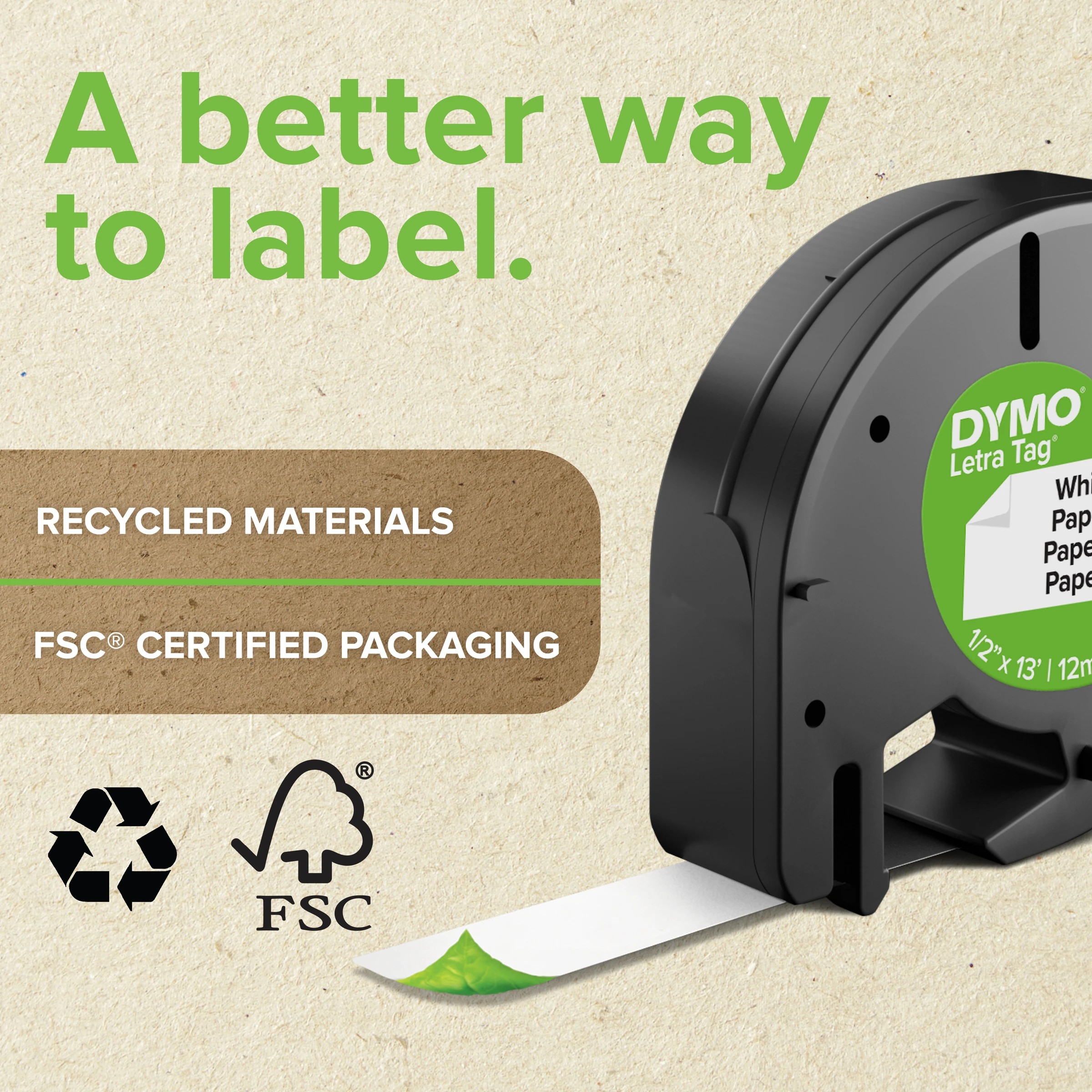 5 DYMO LetraTag Plastic Tape - White, 5 of 8