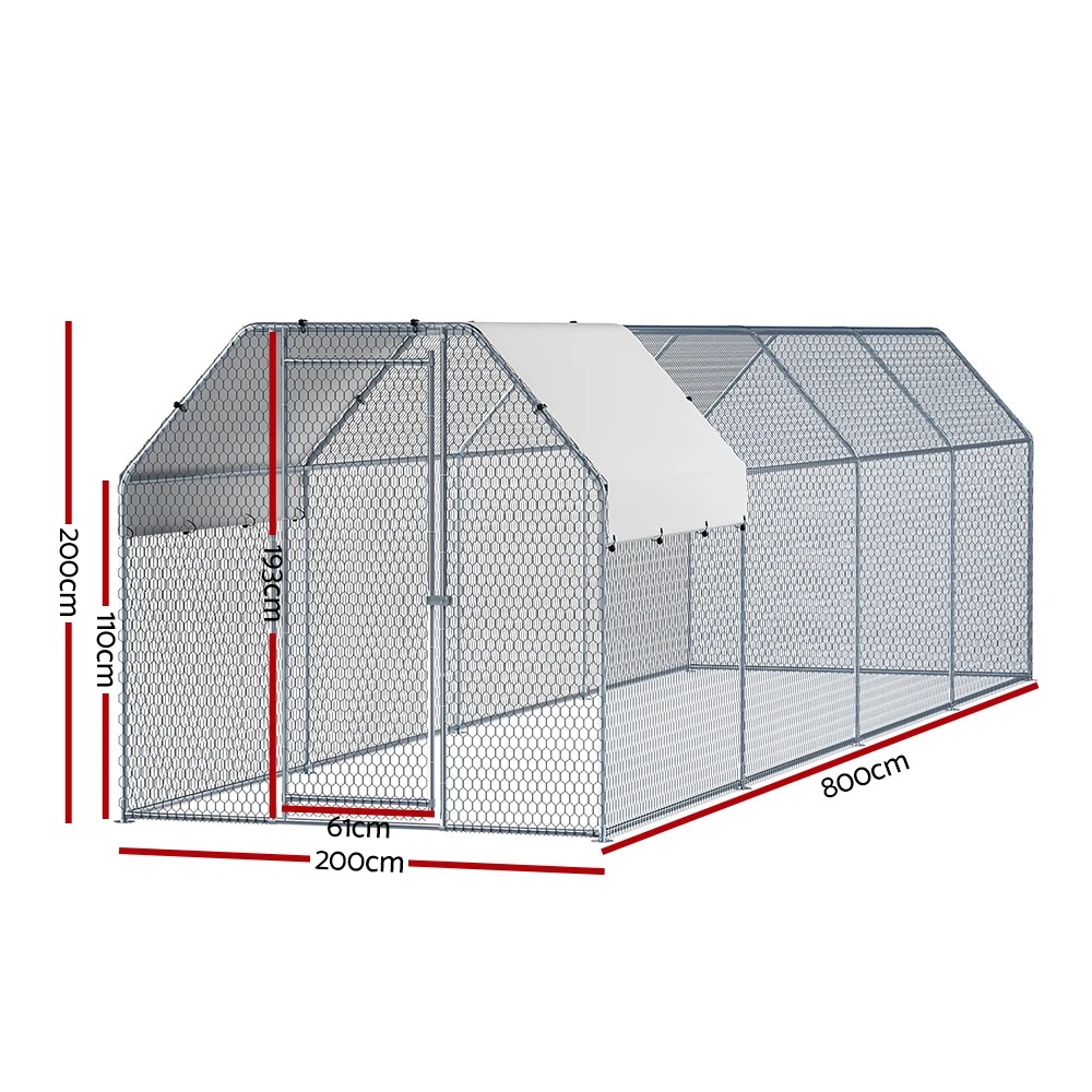 2 i.Pet Chicken Coop Cage Run Rabbit Hutch Large Walk In Hen House Cover 2mx8mx2m, 2 of 6