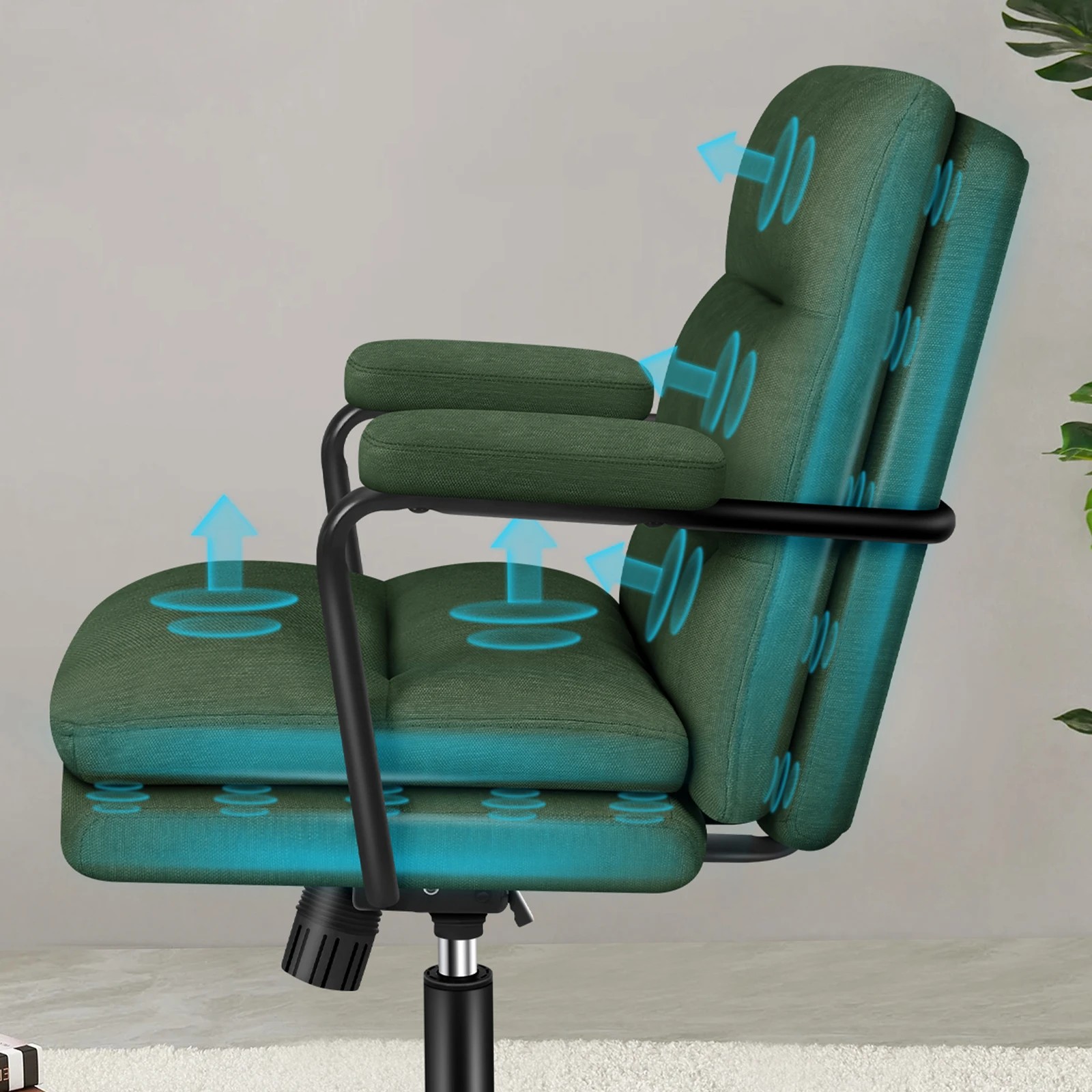 3 Alfordson Office Chair Ergonomic Executive Computer Work Seat Chenille - Green, 3 of 10
