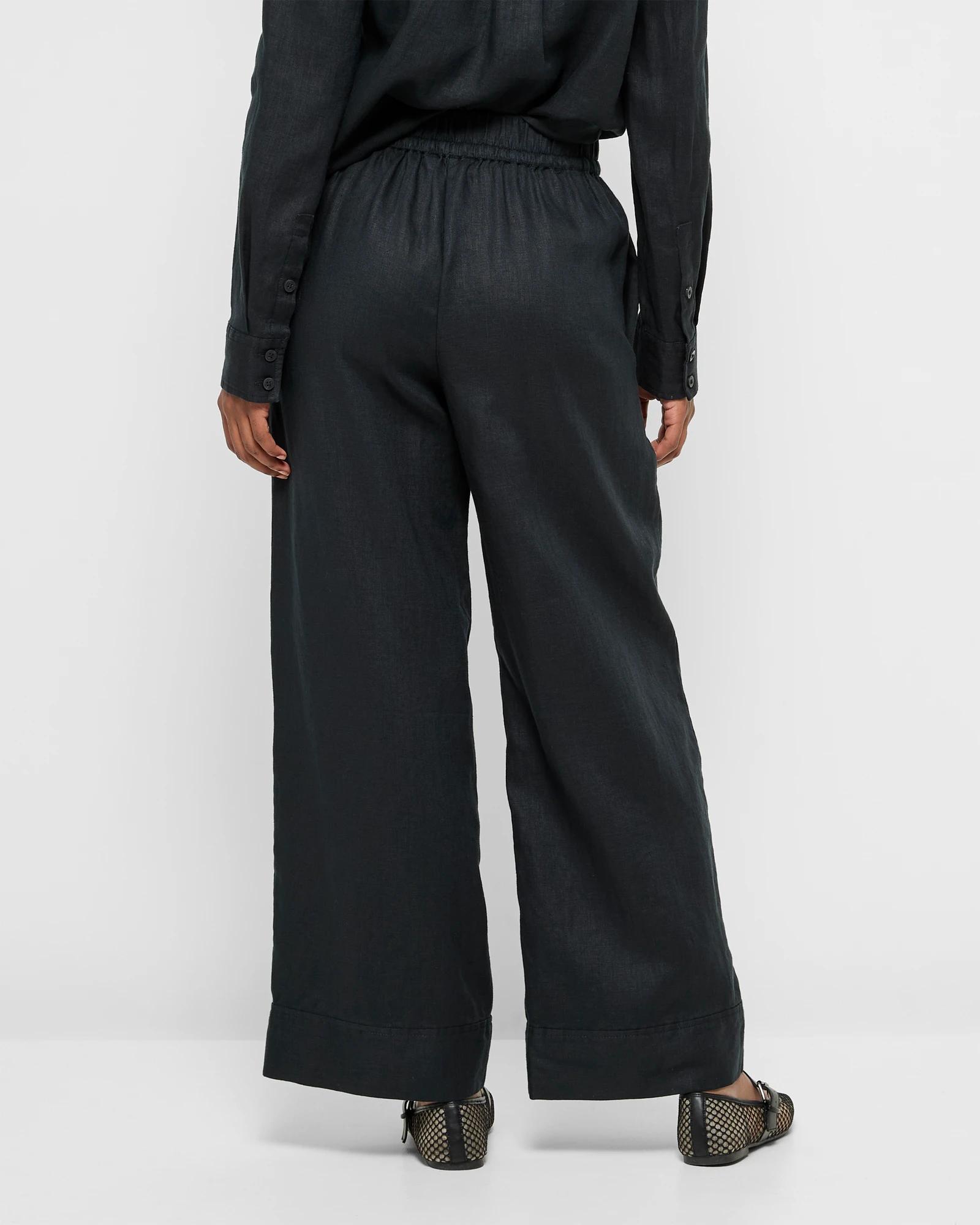 4 Target Petites European Linen Wide Leg Pants BLACK, 4 of 5