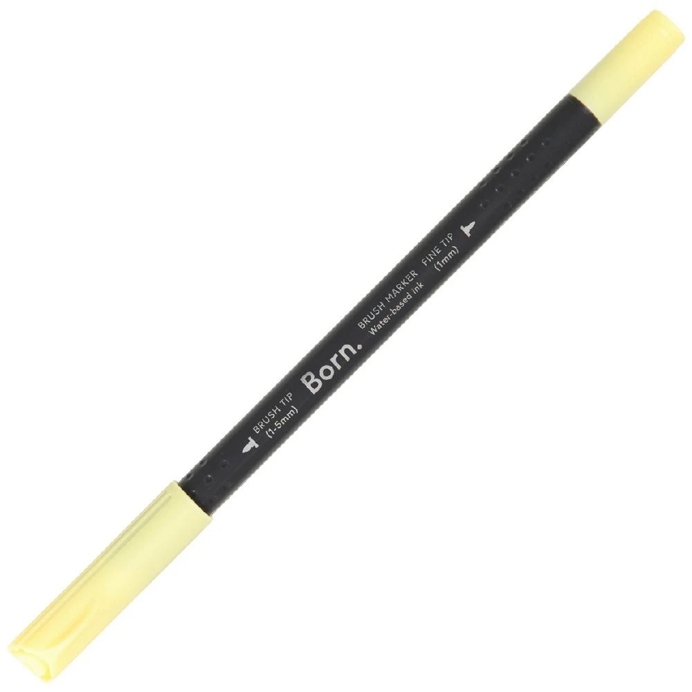 1 Born Professional Brush Dual-Tip Marker Lemon 005, 1 of 4