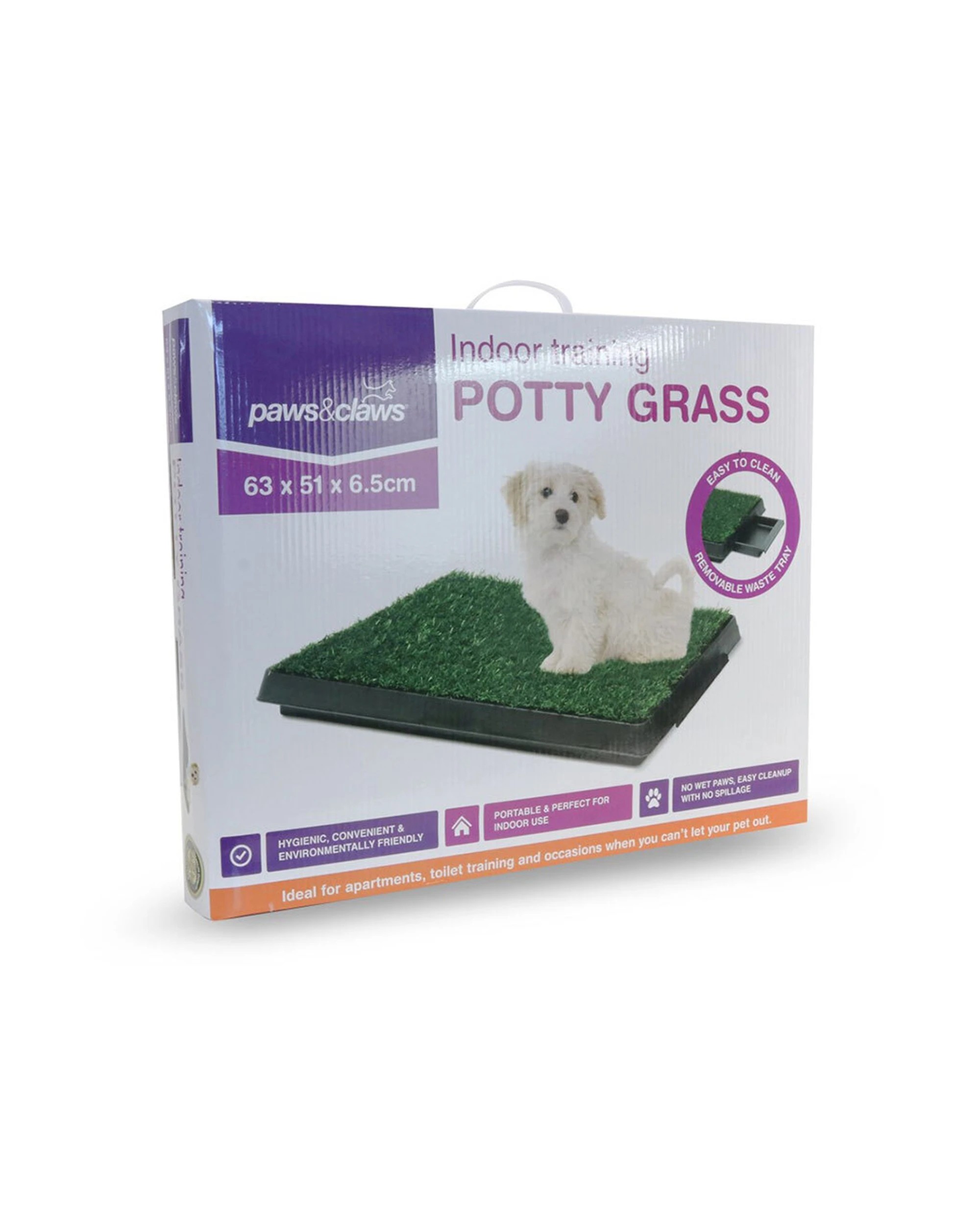 4 Paws And Claws Portable Indoor Training Potty Grass With Removable Waste Tray 63cm
 - Green, 4 of 5