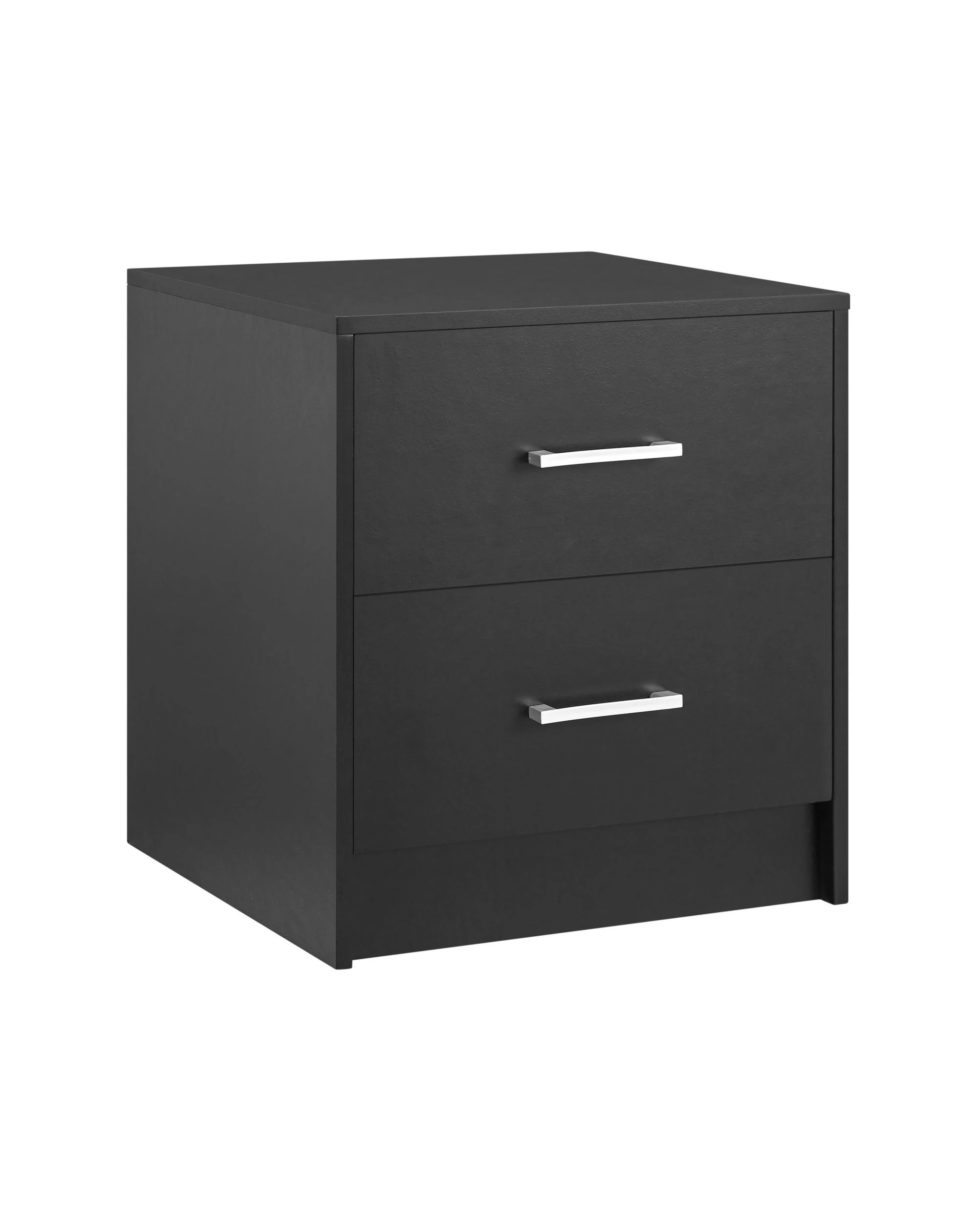 1 Kodu Bedside Unit Side Table 2 Drawers - Black, 1 of 9