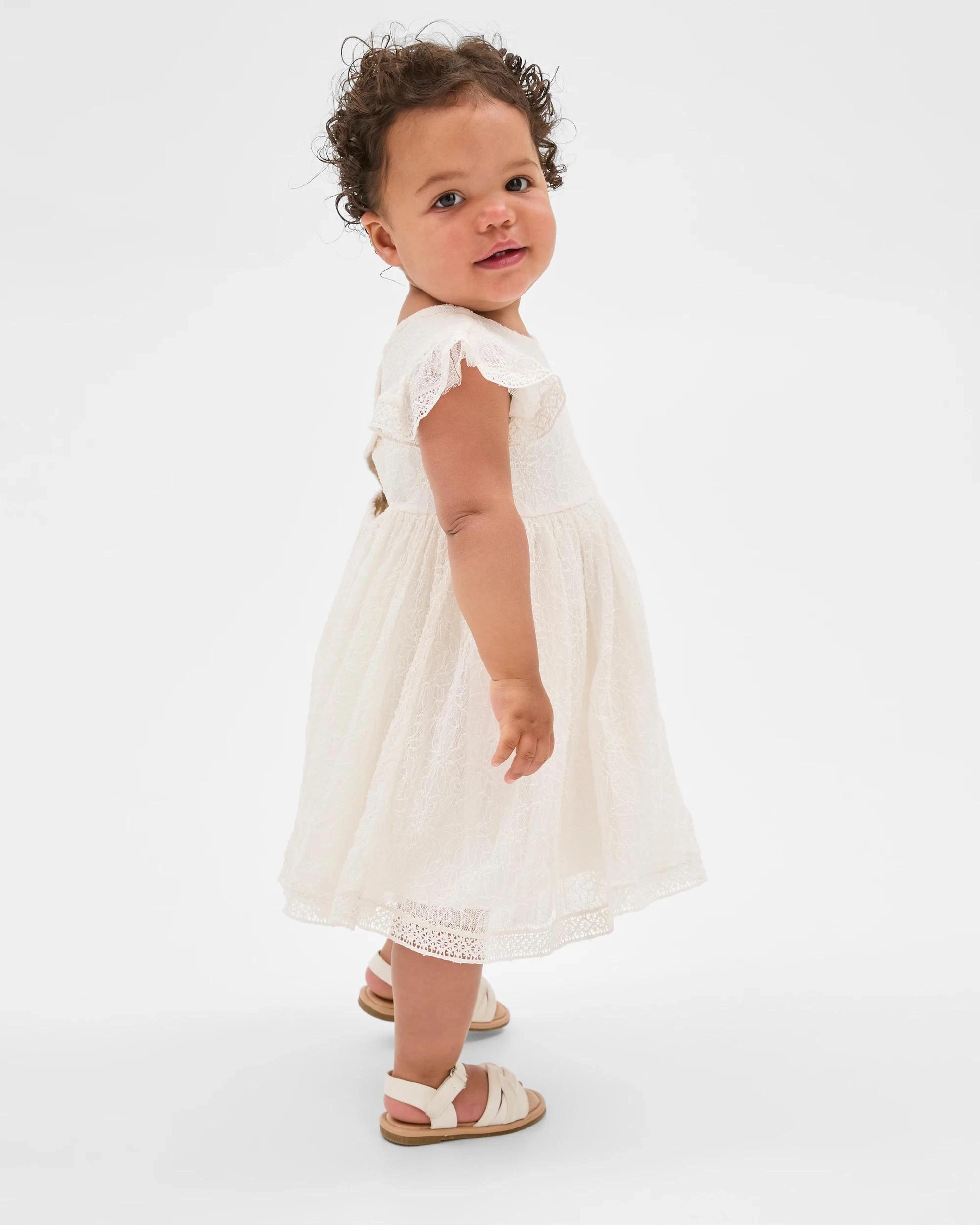 3 Target Baby Christmas Baby Lace Open Back Dress CREAM, 3 of 5