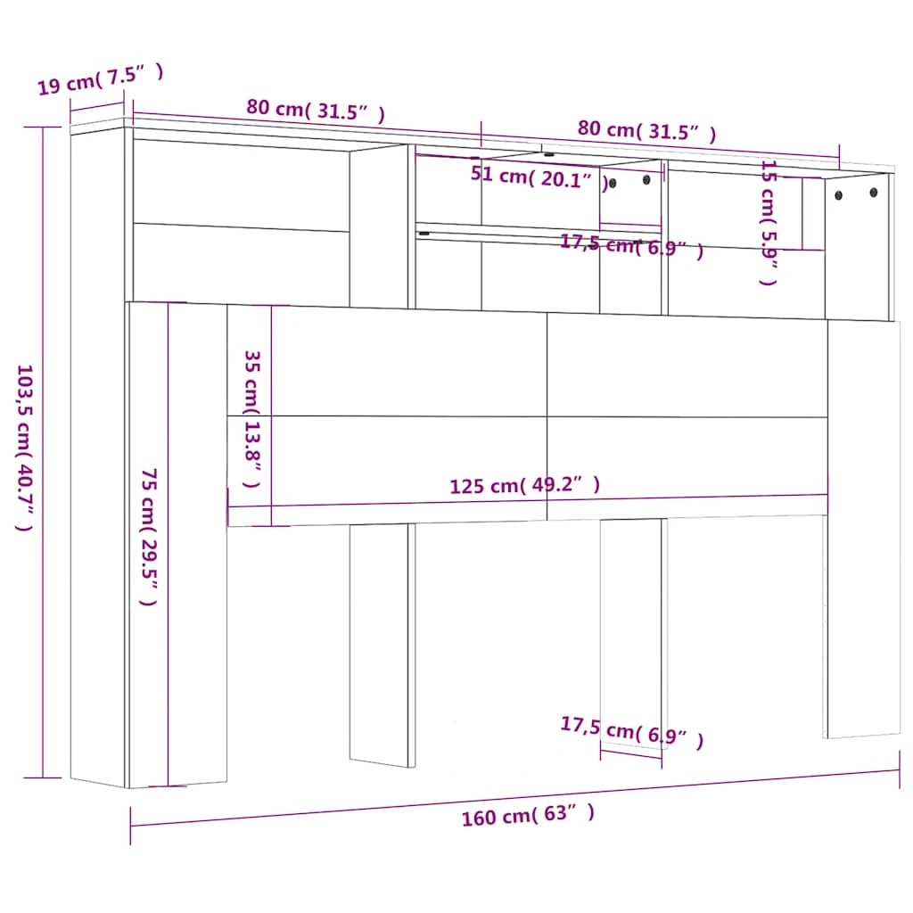 7 Vidaxl Headboard Cabinet - White, 7 of 8