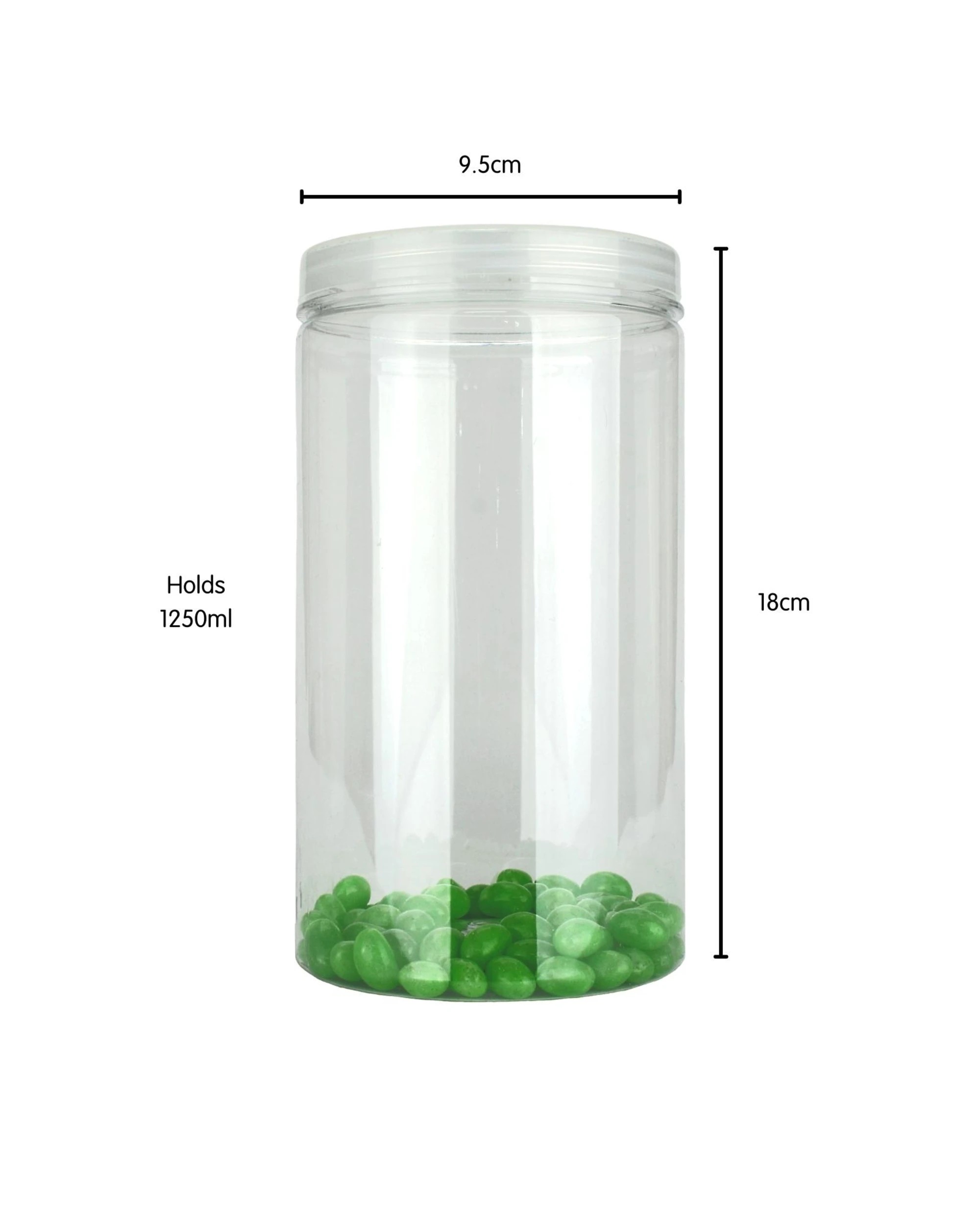 2 Partyrama Clear Plastic Round Screw Top Jar 1250ml, 2 of 3
