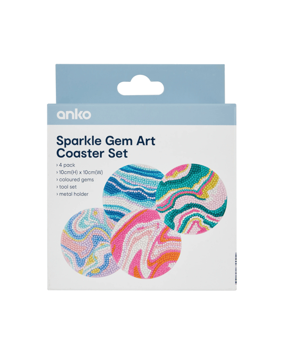 4 Pack Sparkle Gem Art Coaster Set - Marble