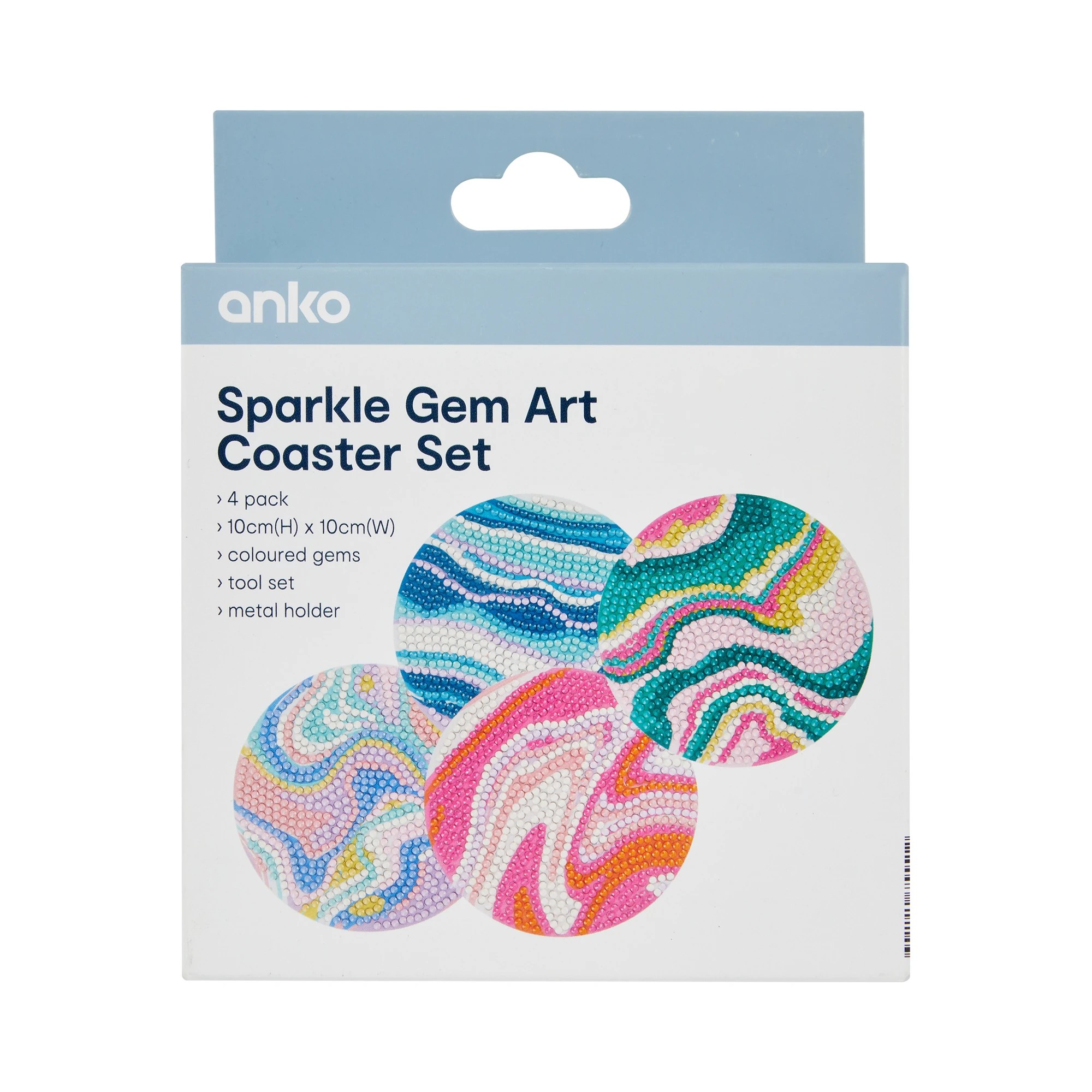 1 4 Pack Sparkle Gem Art Coaster Set - Marble, 1 of 3