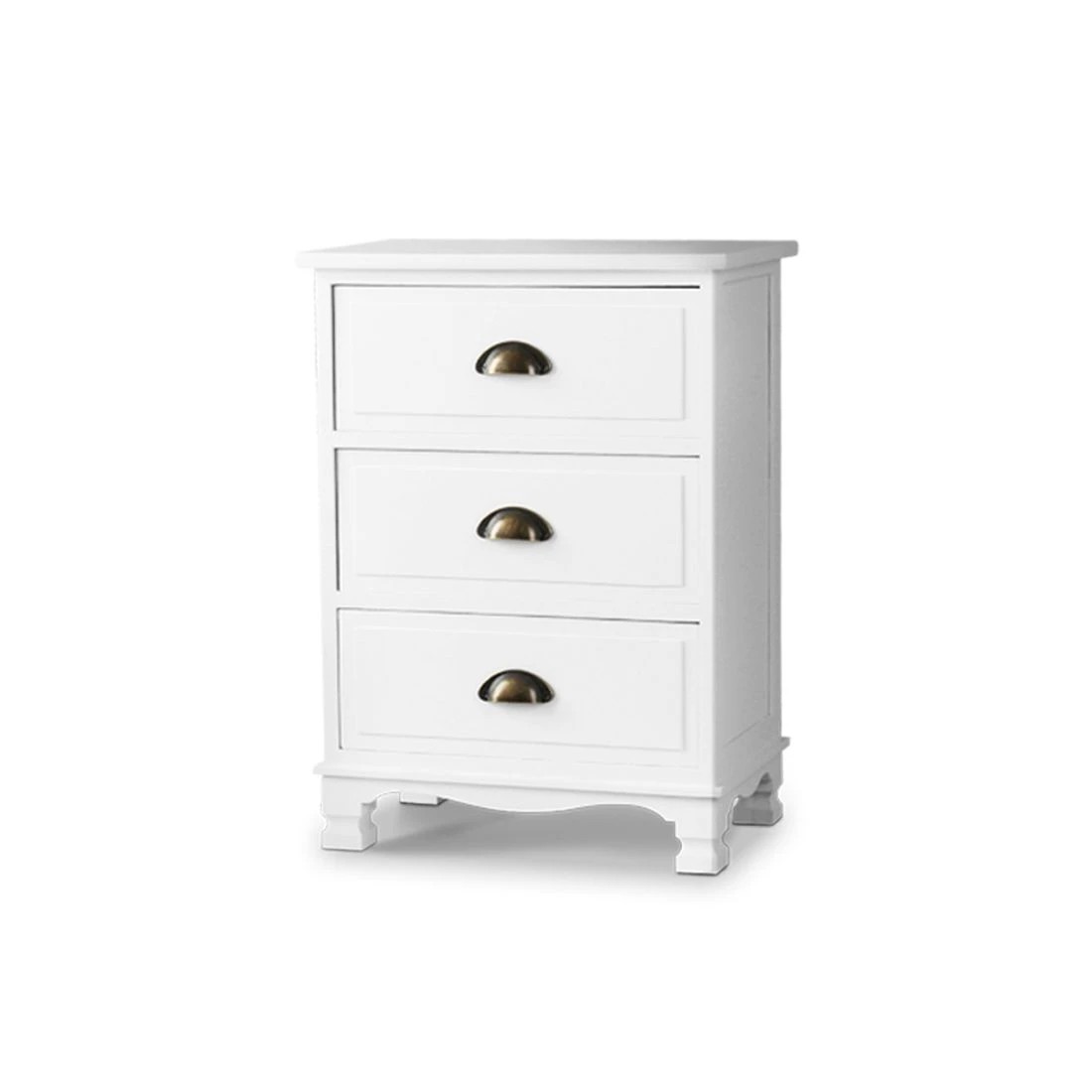 1 Artiss Bedside Table 3 Drawers Vintage - White, 1 of 5