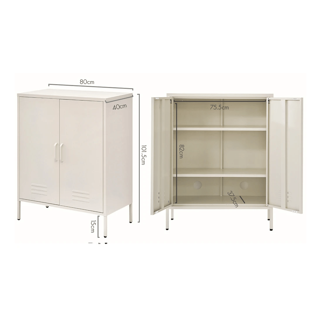 3 Artiss Buffet Sideboard Metal Cabinet - SWEETHEART - White, 3 of 8