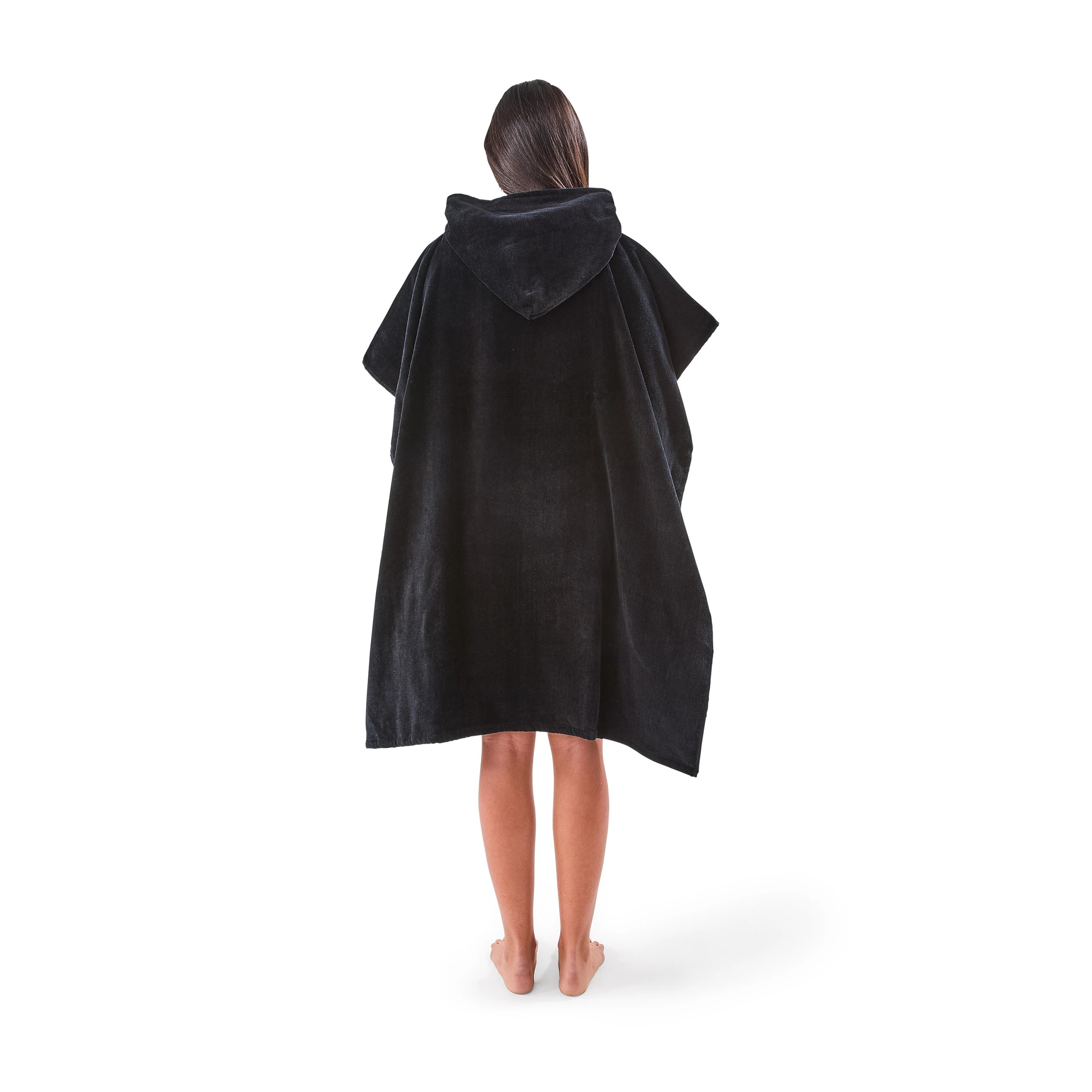 2 Hooded Velour Cotton Beach Towel - Black, 2 of 6