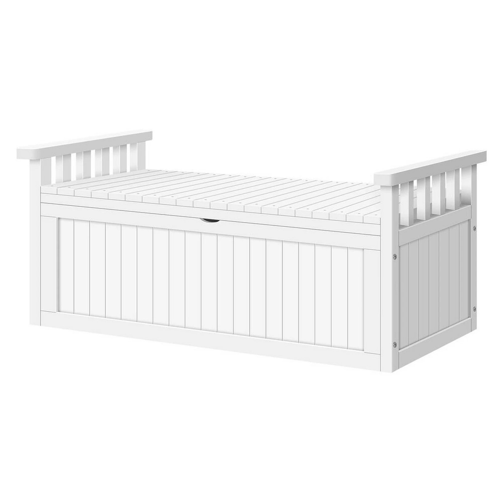 1 Alfordson Outdoor Storage Box Wooden Garden Bench Chest Tool Sheds XL - White, 1 of 9