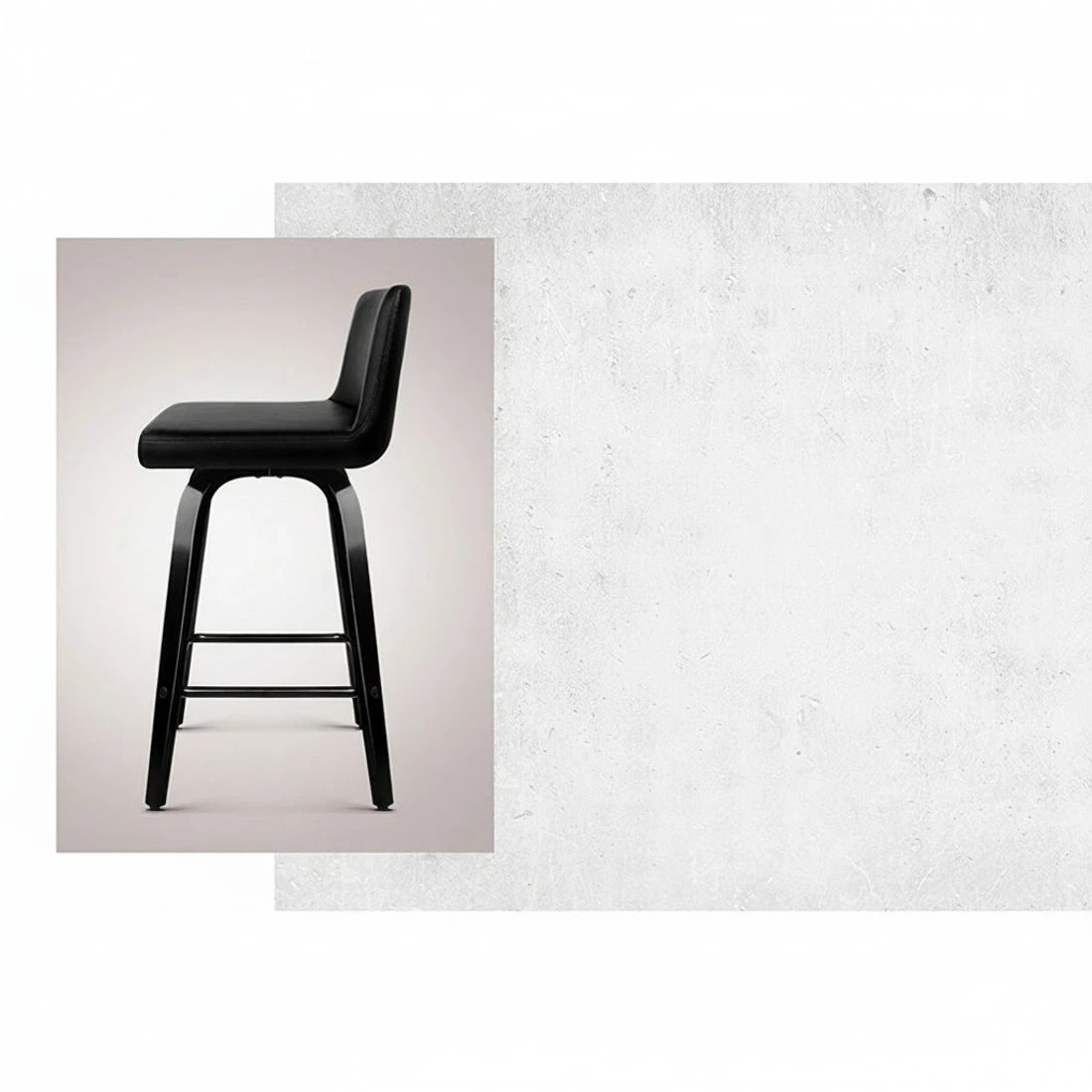 3 Artiss 2x Bar Stools Swivel Leather Padded - Black, 3 of 8