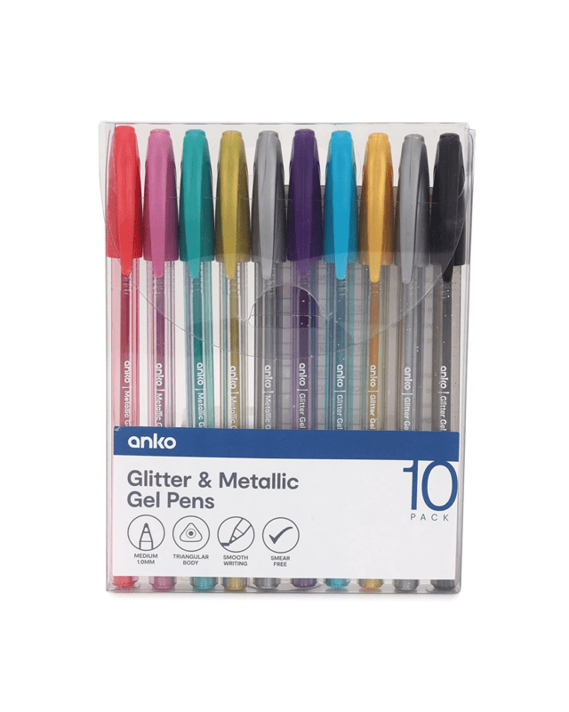 10 Pack Glitter and Metallic Gel 