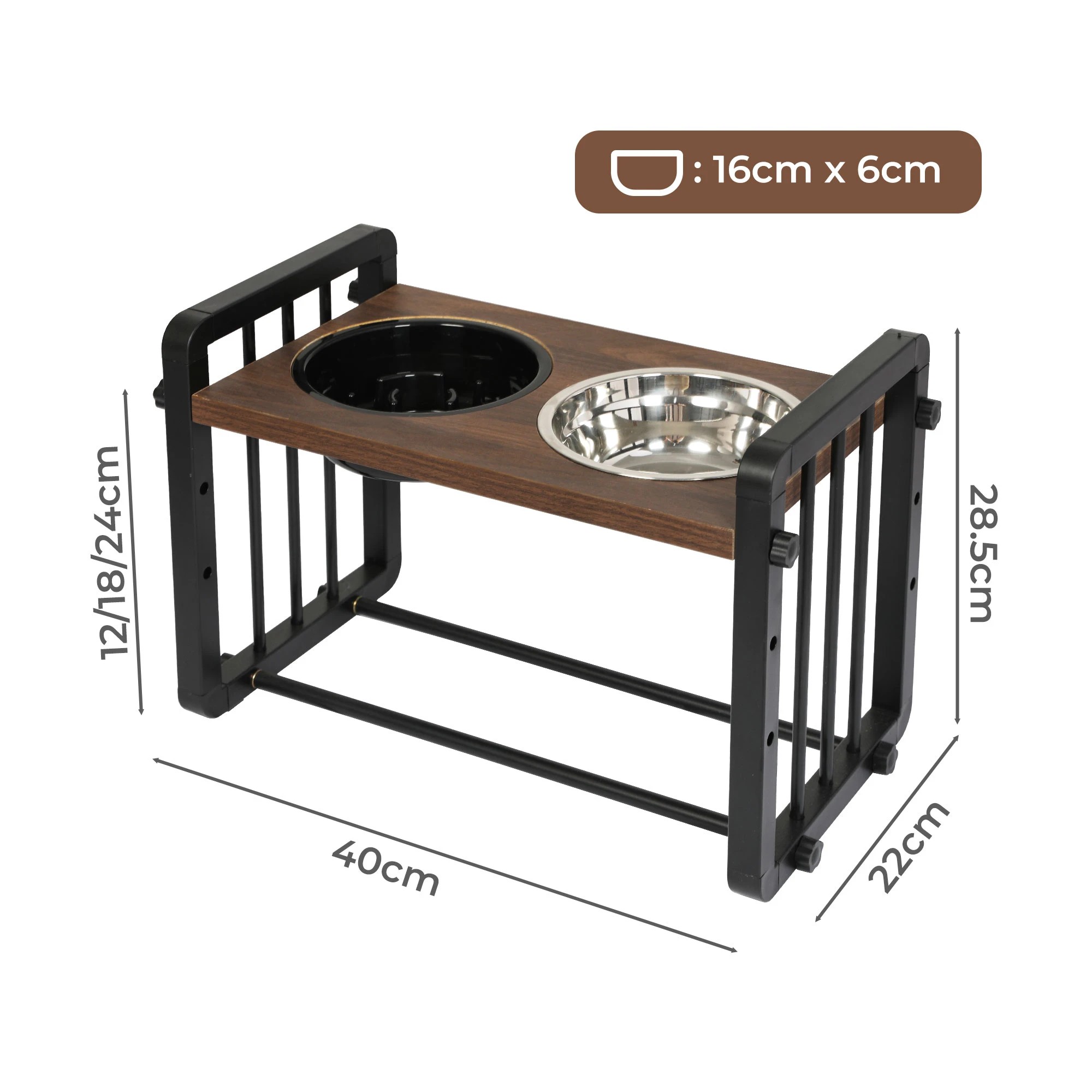 3 Pawz M Size Stainless Steel Dual Elevated Pet Bowls Size Medium, 3 of 5