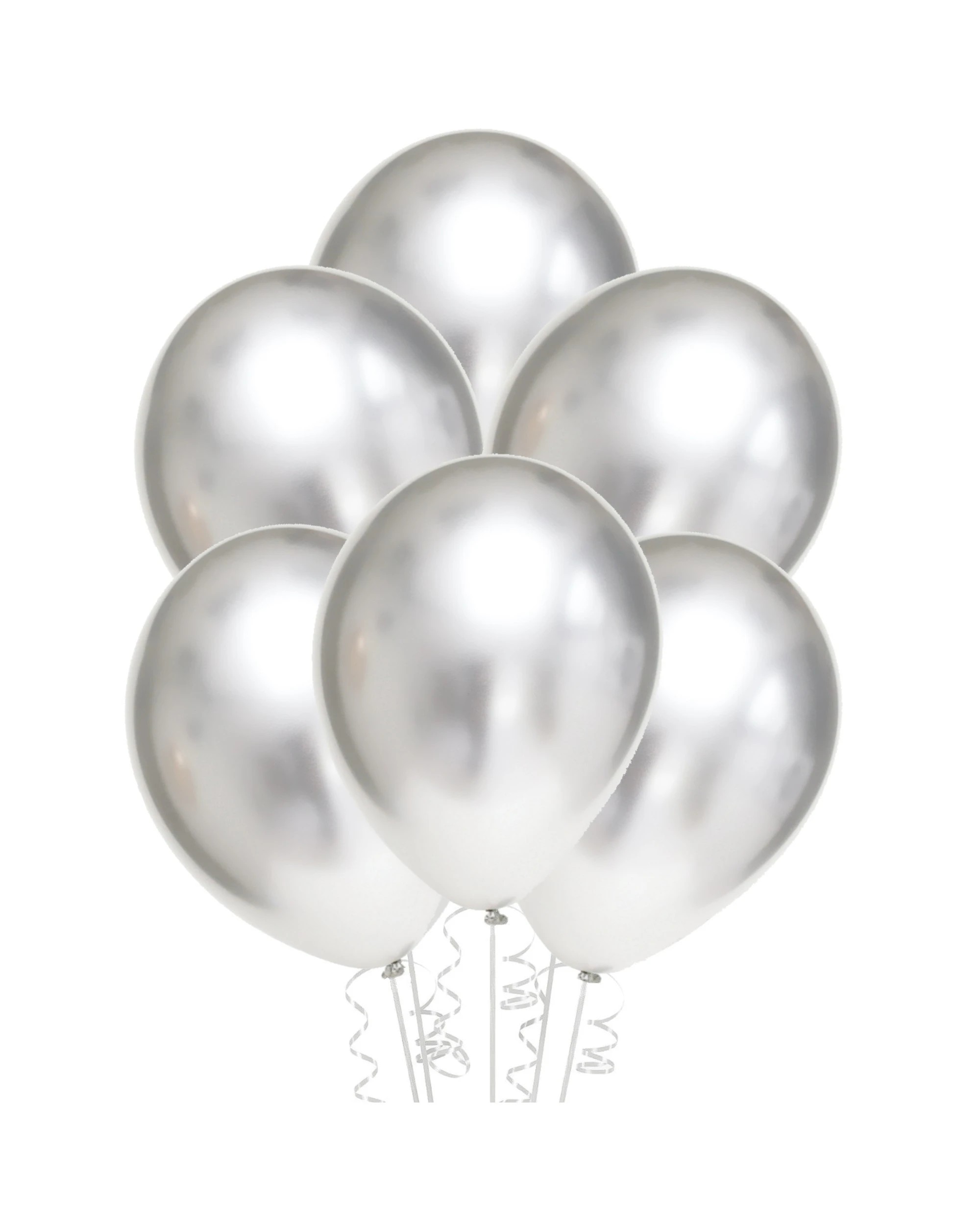 1 Partyrama Chrome Silver Balloons 30cm Round Pack of 10 - Silver, 1 of 2