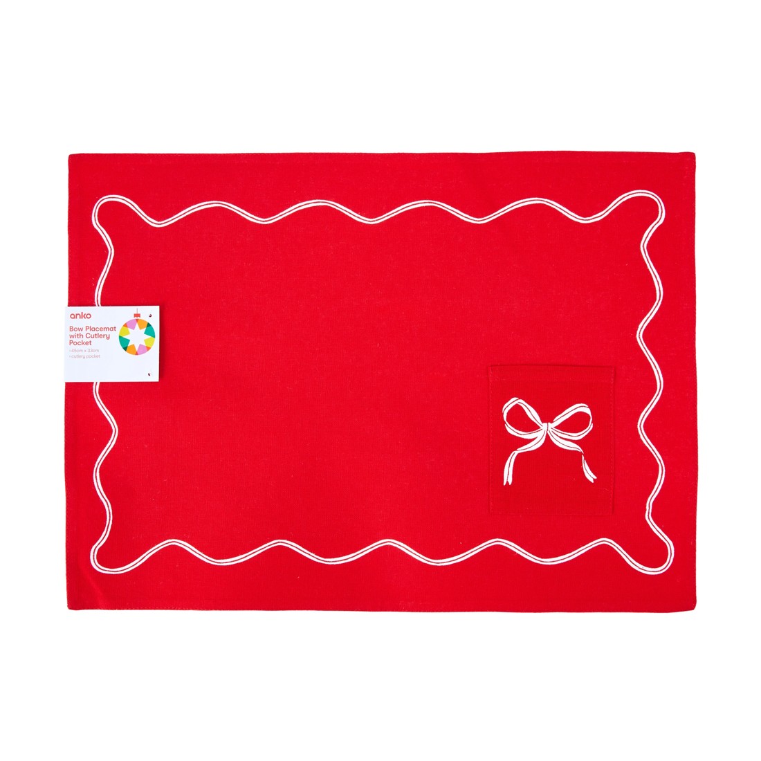 3 Red Bow Placemat with Cutlery Pocket, 3 of 3