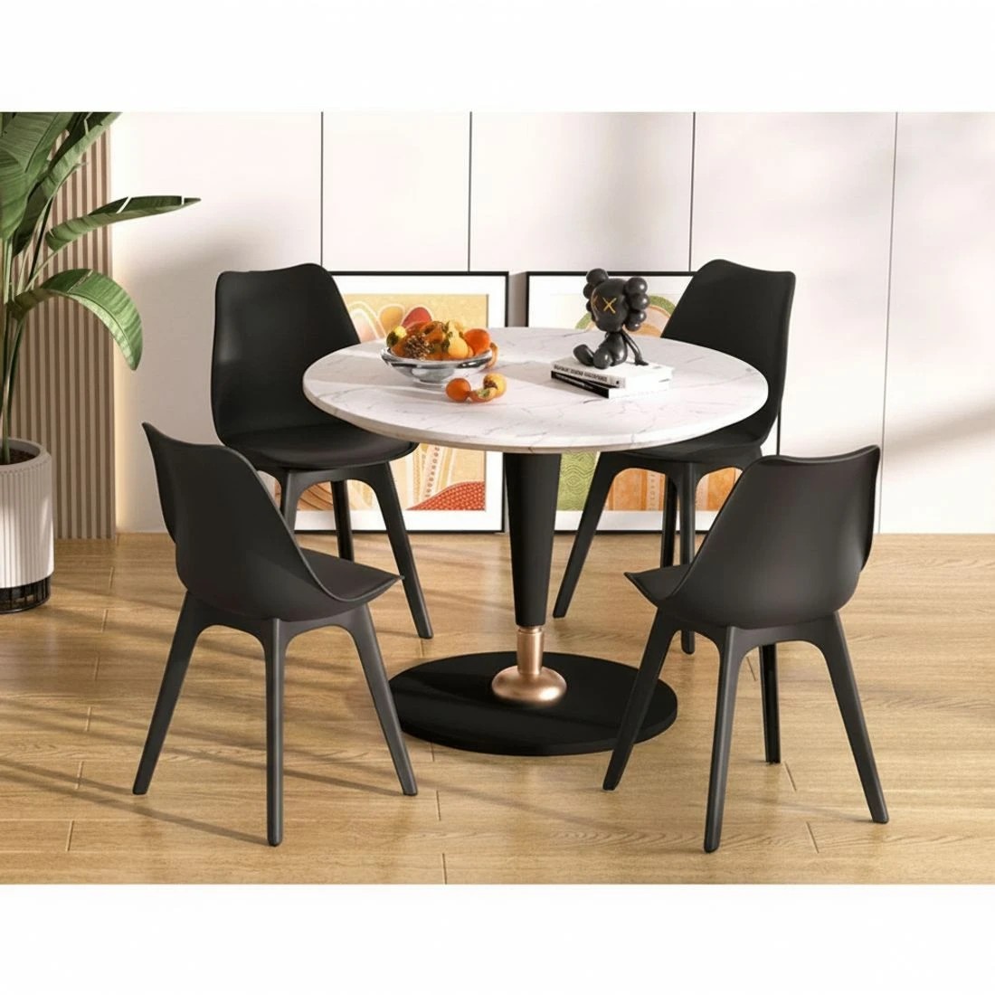 7 Artiss Dining Chairs Set of 4 Leather Plastic DSW Replica - Black, 7 of 8