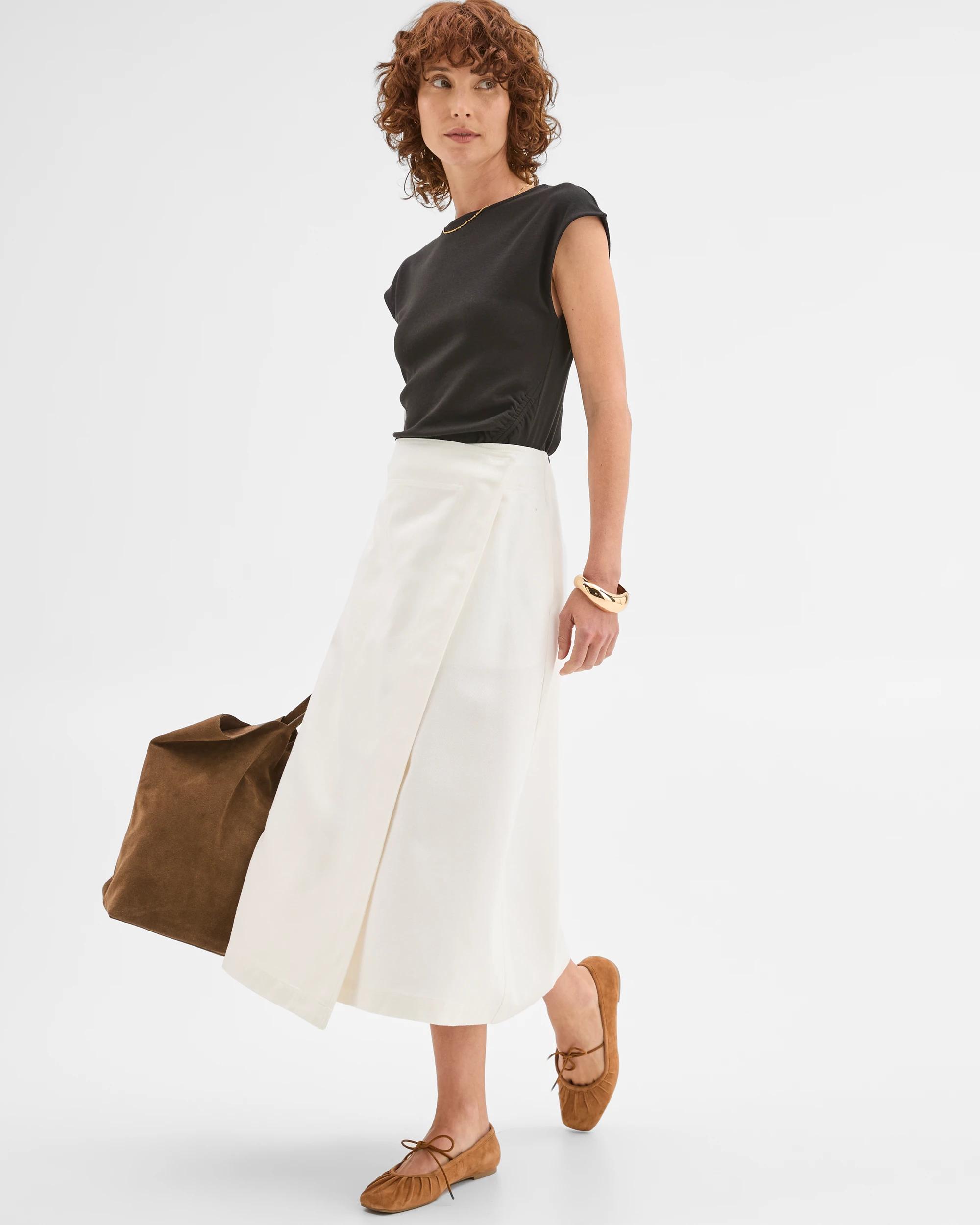 1 Target Woman Wrap Midi Skirt CHALK, 1 of 7