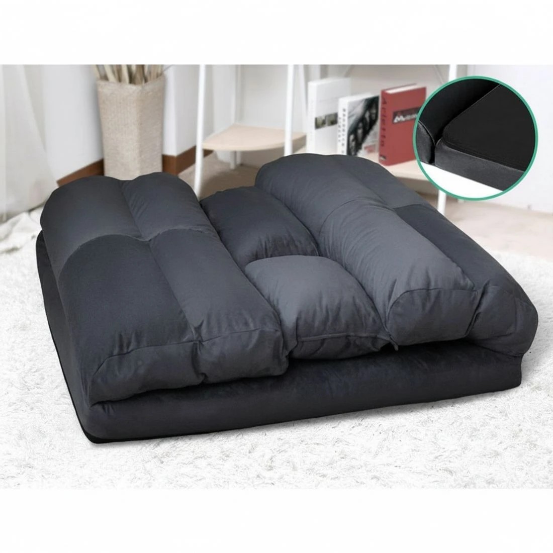 7 Artiss Floor Lounge Sofa Bed 2-seater - Grey, 7 of 8