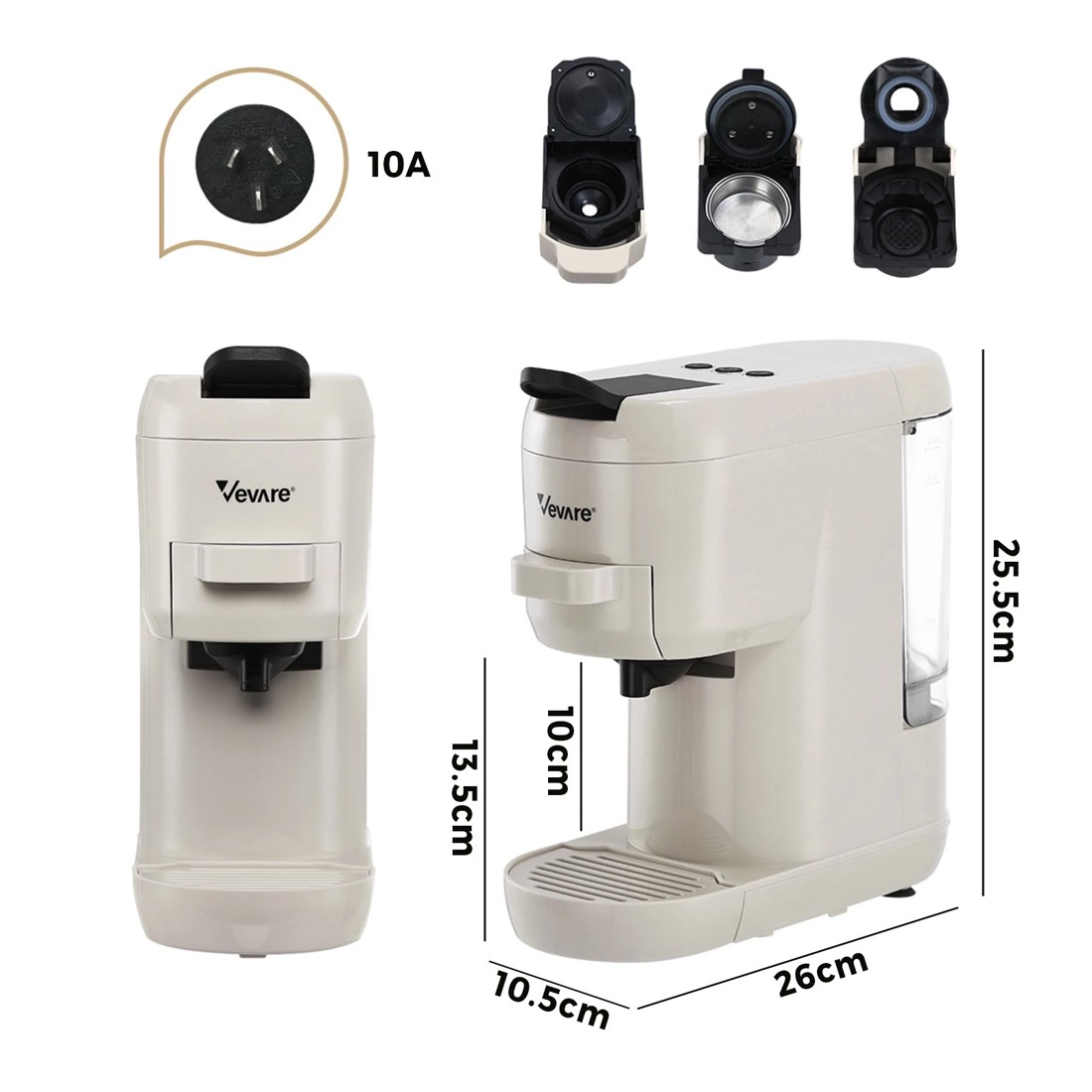 2 Vevare Capsule Coffee Machine 19 Bars 3in1 Nespresso/Dolce-Gusto Maker - White, 2 of 5