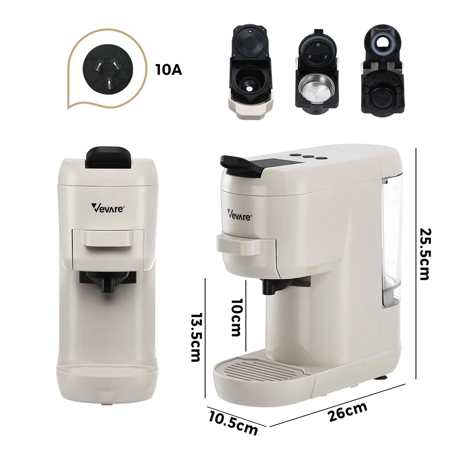 2 Vevare Capsule Coffee Machine 19 Bars 3in1 Nespresso/Dolce-Gusto Maker - White, 2 of 5