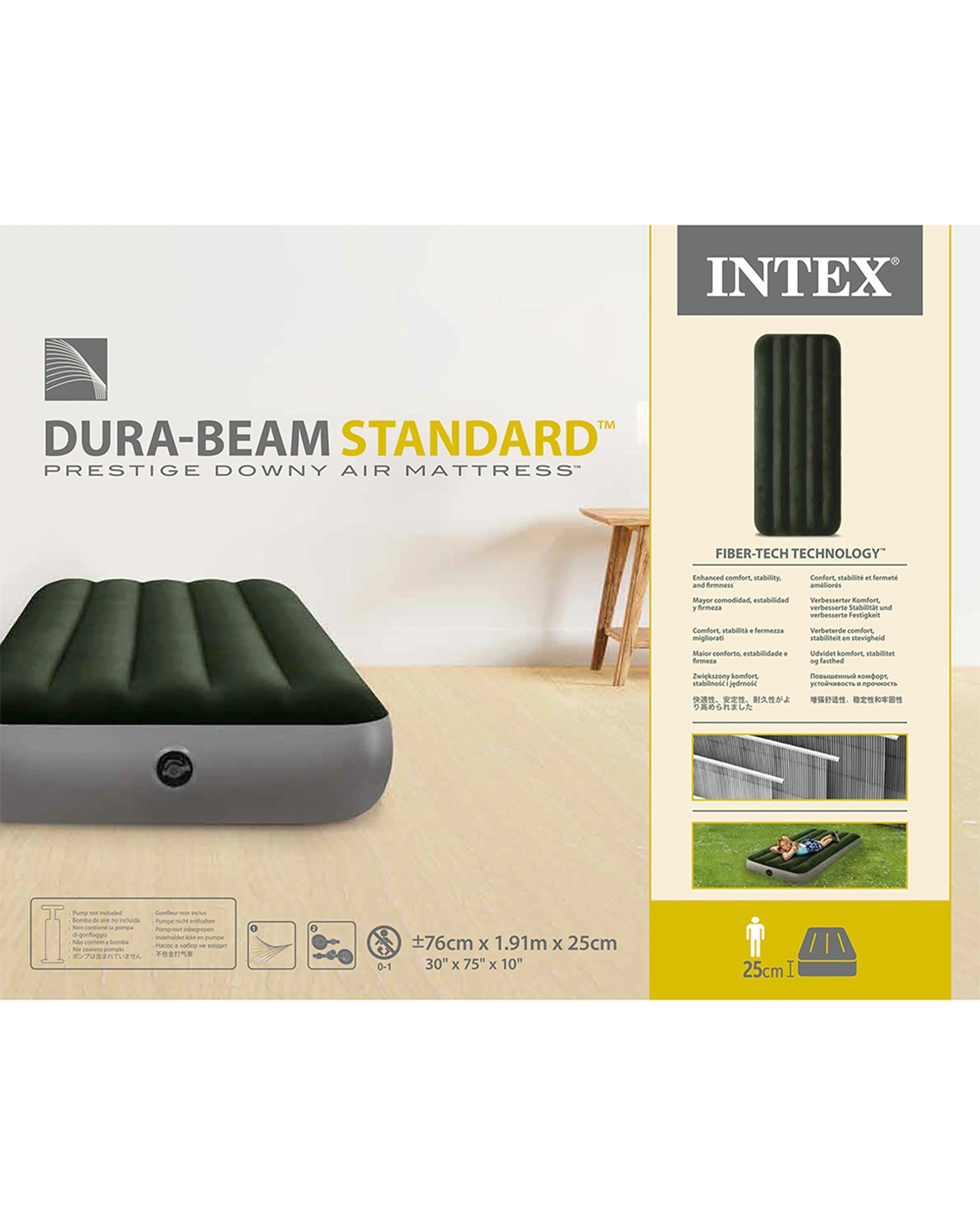 7 Intex Cot Dura-Beam Prestige Downy Inflatable Airbed Mattress - Single Bed - Multi, 7 of 8